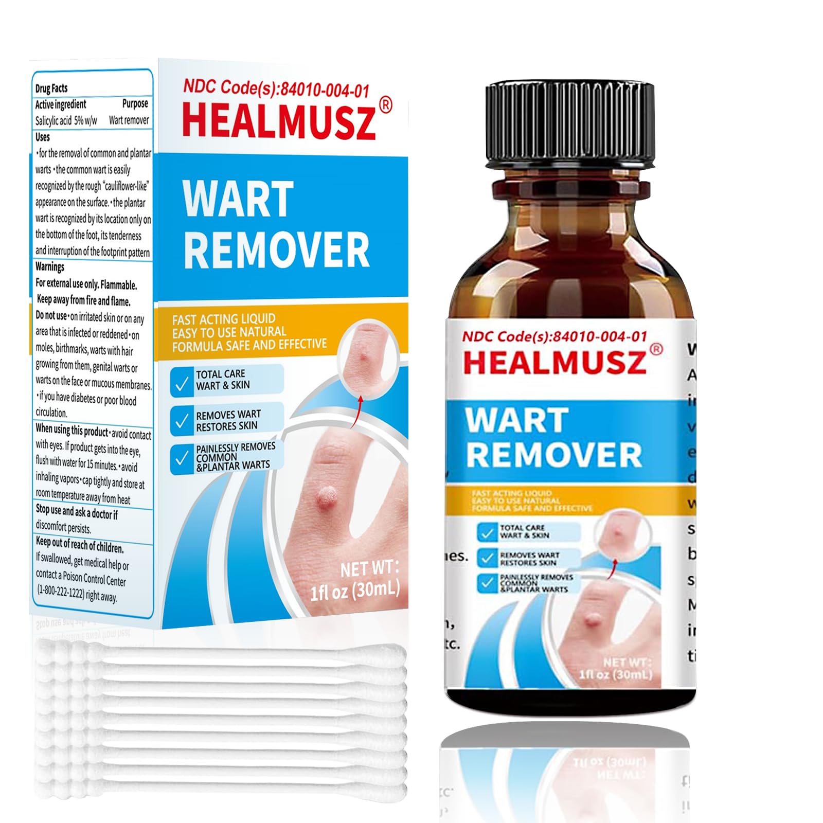HEALMUSZ Fast Action Liquid Wart Gel Maximum Strength,Fast-Acting Wart Liquid Freeze Off Designed for Wa rts,Common Wa rt, Flat Wa rt, Corn, Callus?Plantar, Genital Wa rt(NDC Code?84010-040-02)