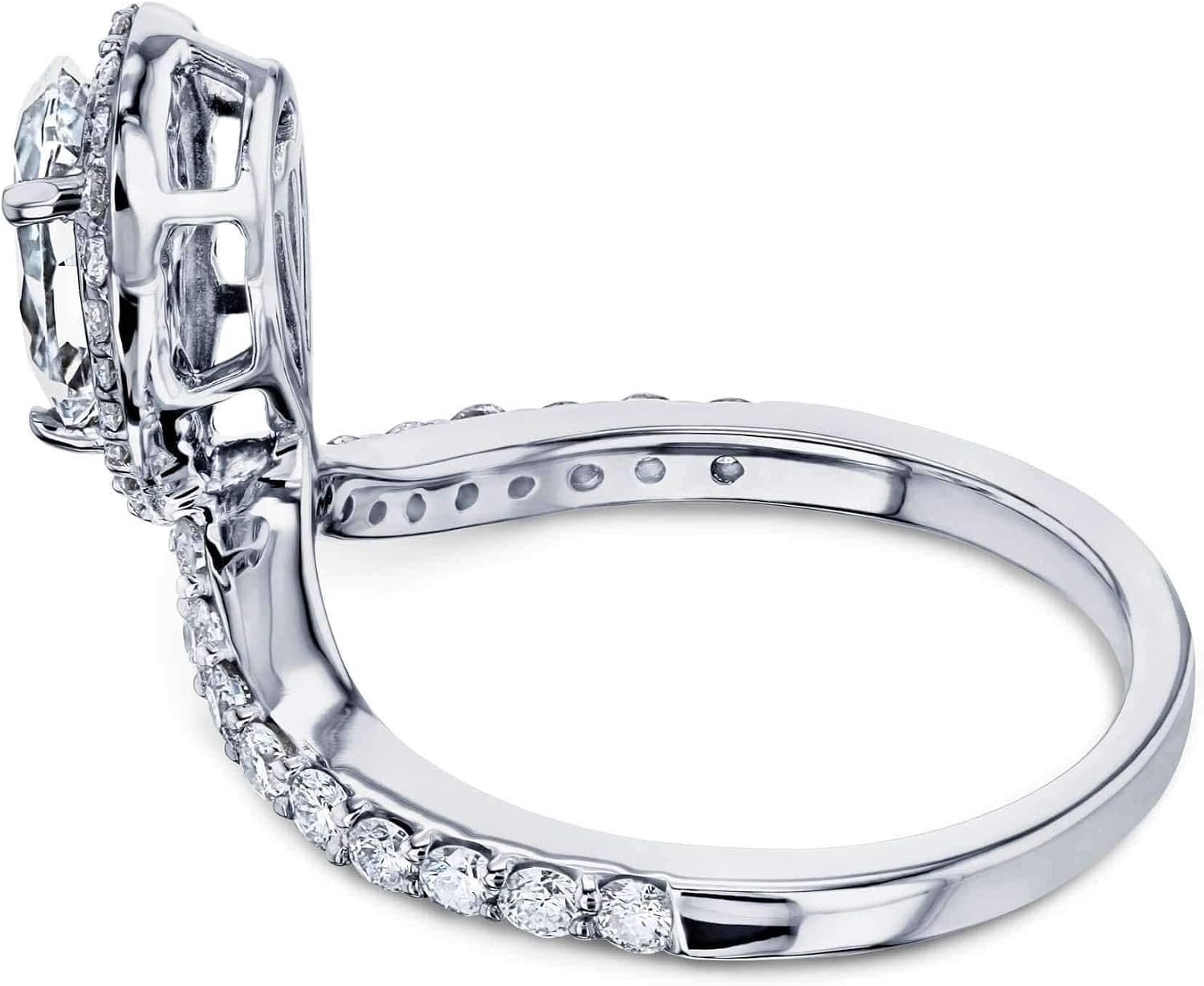 Kobelli Pear Drop Moissanite V-Shape Ring (DEF/VS)