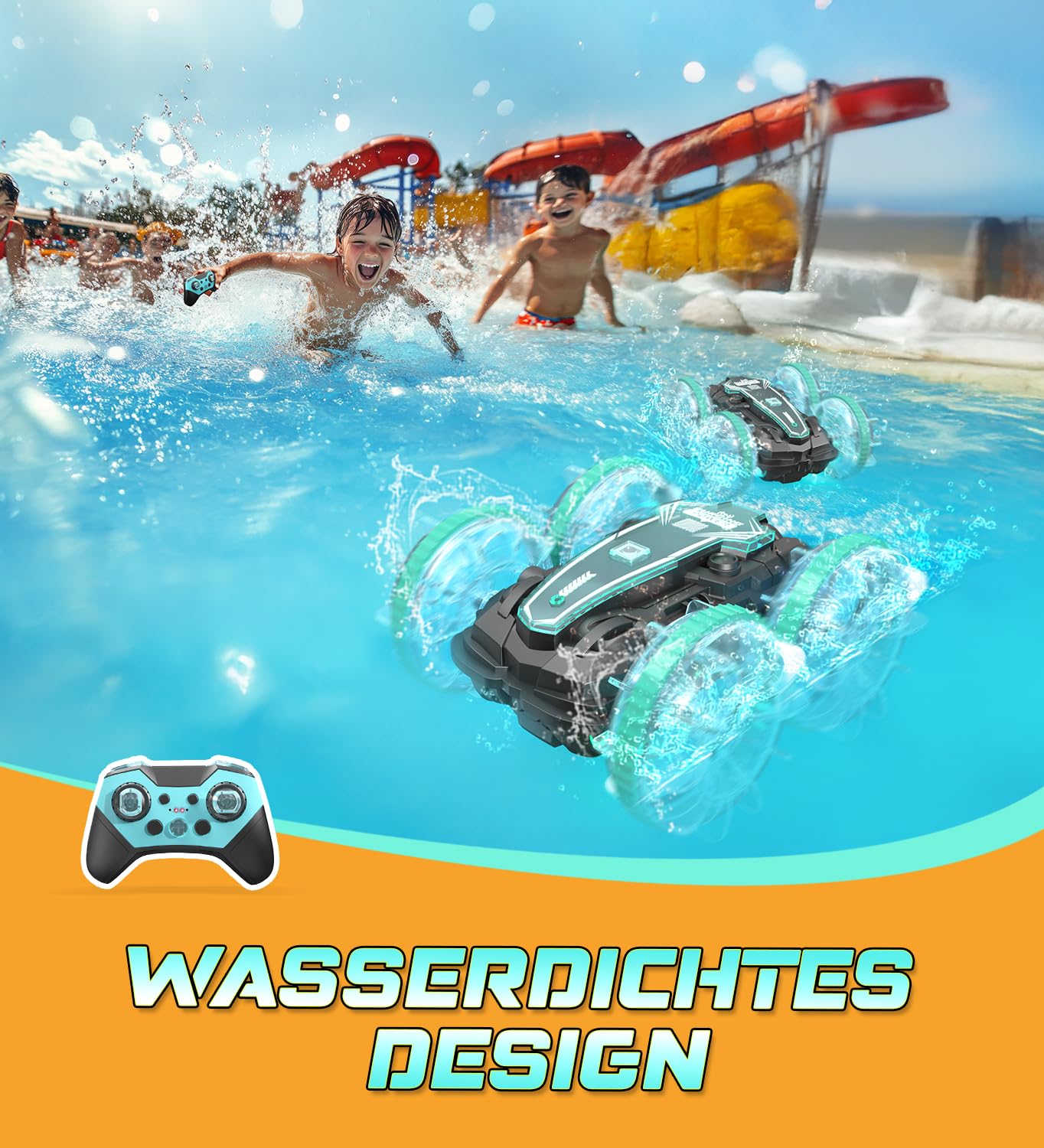 Korffe Amphibienfahrzeug RC Auto ab 3 Jahre Spielzeug Junge Weihnachten Geschenk Outdoor Wasserspielzeug