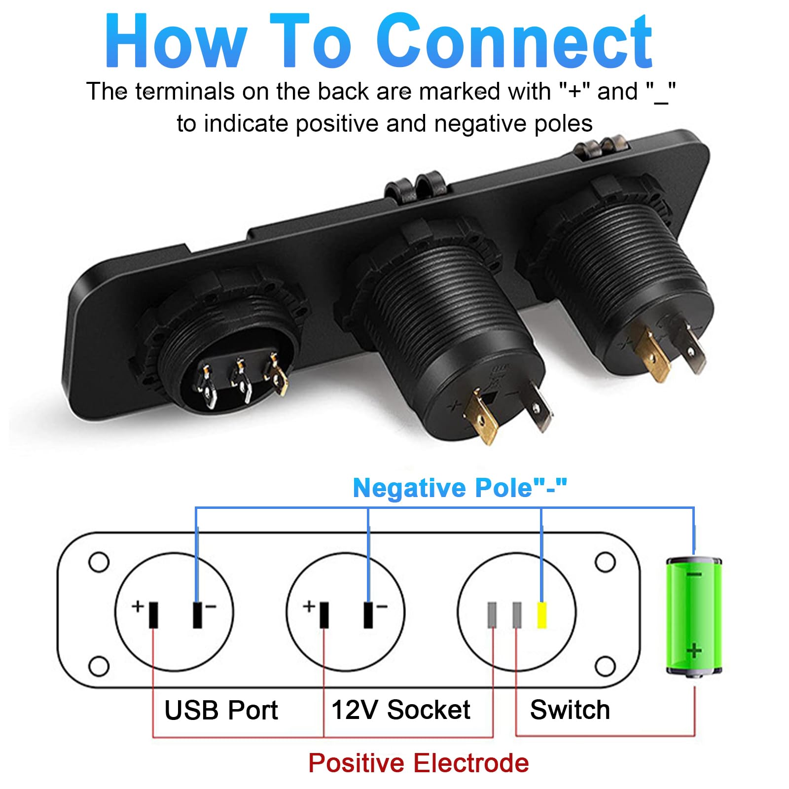 Presa USB per Auto Presa Accendisigari 12v Caricatore USB QC3.0 e pd con Voltmetro LED e Interruttore Llevetta Indipendente per Veicoli Auto Barca Camion Caravan