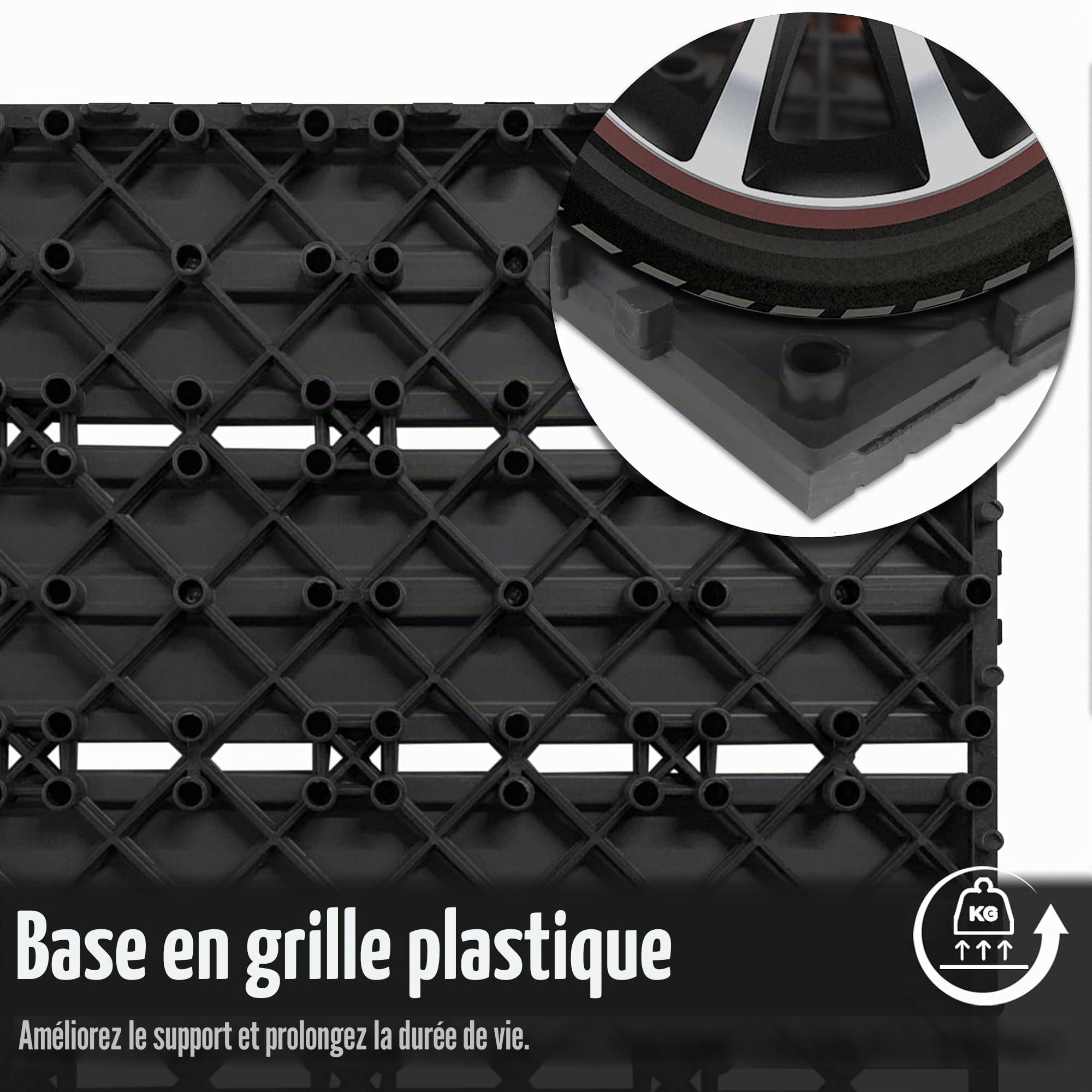 LZQ Dalles de Jardin clipsables en Bois Composite WPC Anthracite 30 x 60 cm Revêtement de Sol extérieur Dalles pour jardin, balcon et terrasse 2 m²
