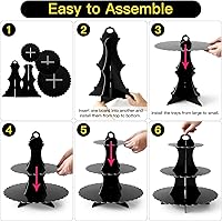 Vista 4 de Soleebee Soporte para Cupcakes de 3 Niveles, Torre de Cupcakes de Cartón, Torre de Soporte para Pasteles de Postre para Decoración de Cumpleaños