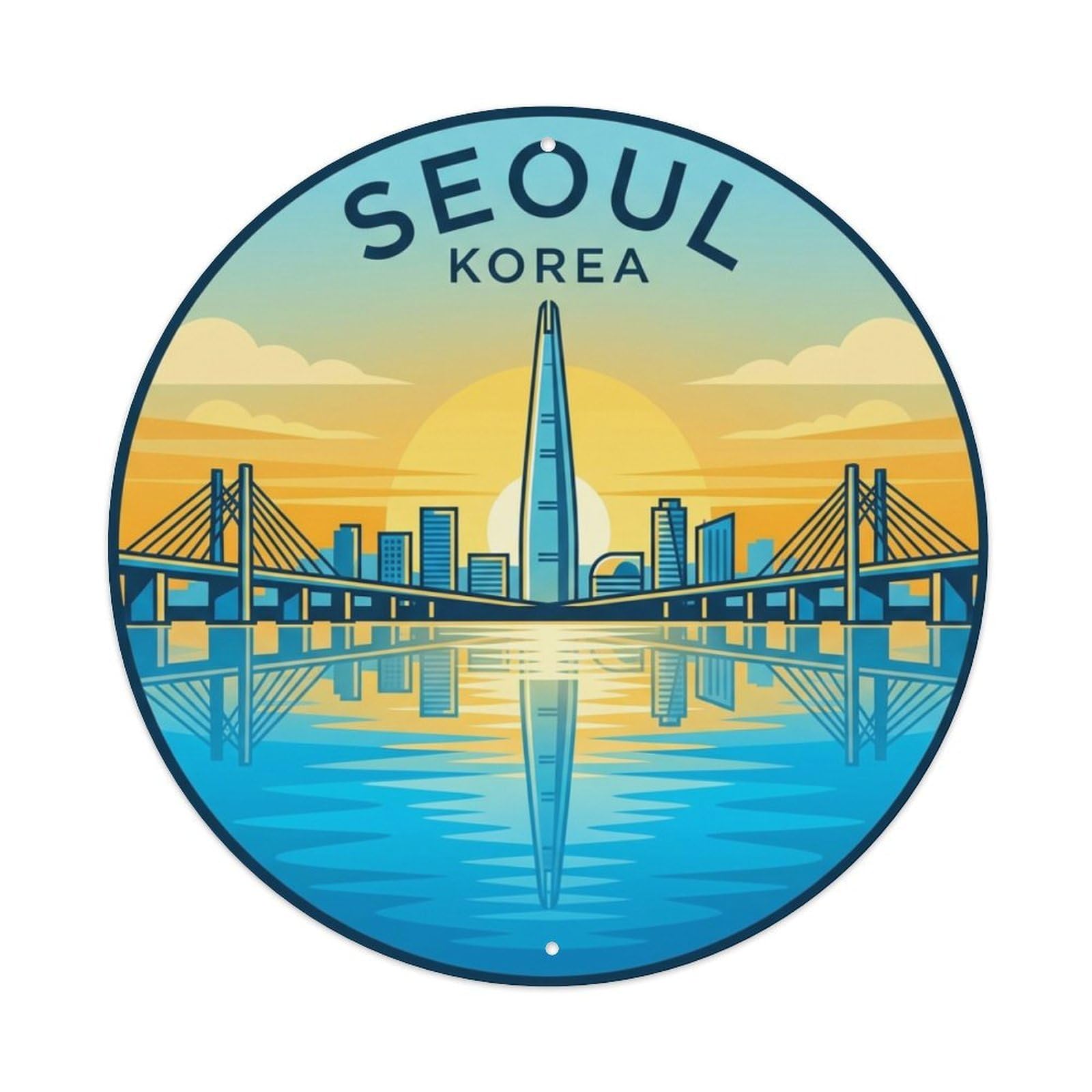 Vintage Travel Seoul Korea Mirror Metal Tin Sign