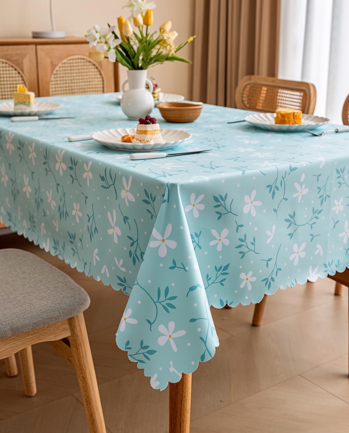 LIVETTY Tablecloth Wipe Clean Table Cloth, Table Cloth Fabric Rectangle Table 135x200cm, Waterproof Oil-Proof Coating, Washable Fabric Table Cover for Picnic Kitchen and Dining Room