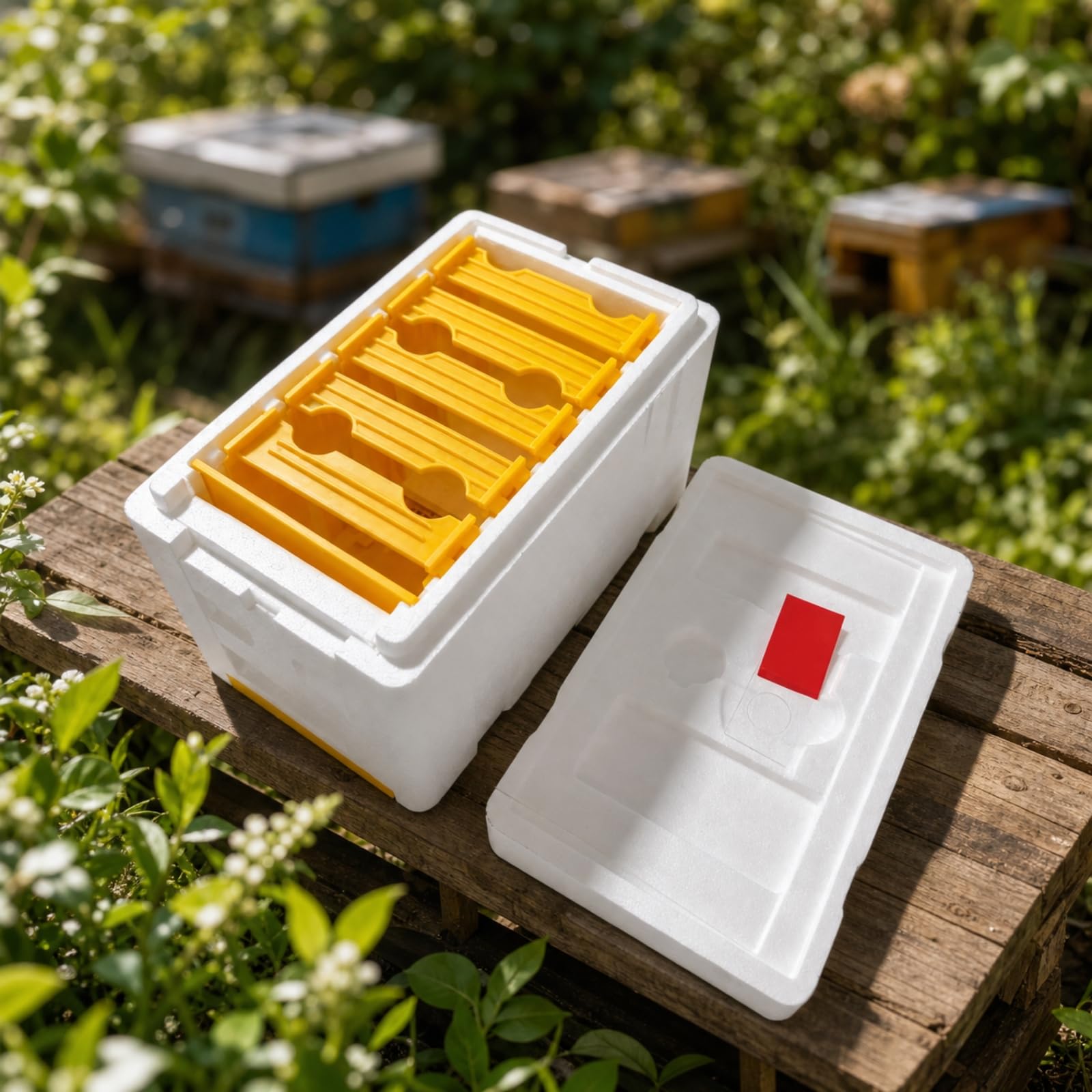 Colcolo Nid D'élevage Fécondation en Mousse | Stable, Boîte à Abeilles en Mousse, pour apière, 4 Cadres