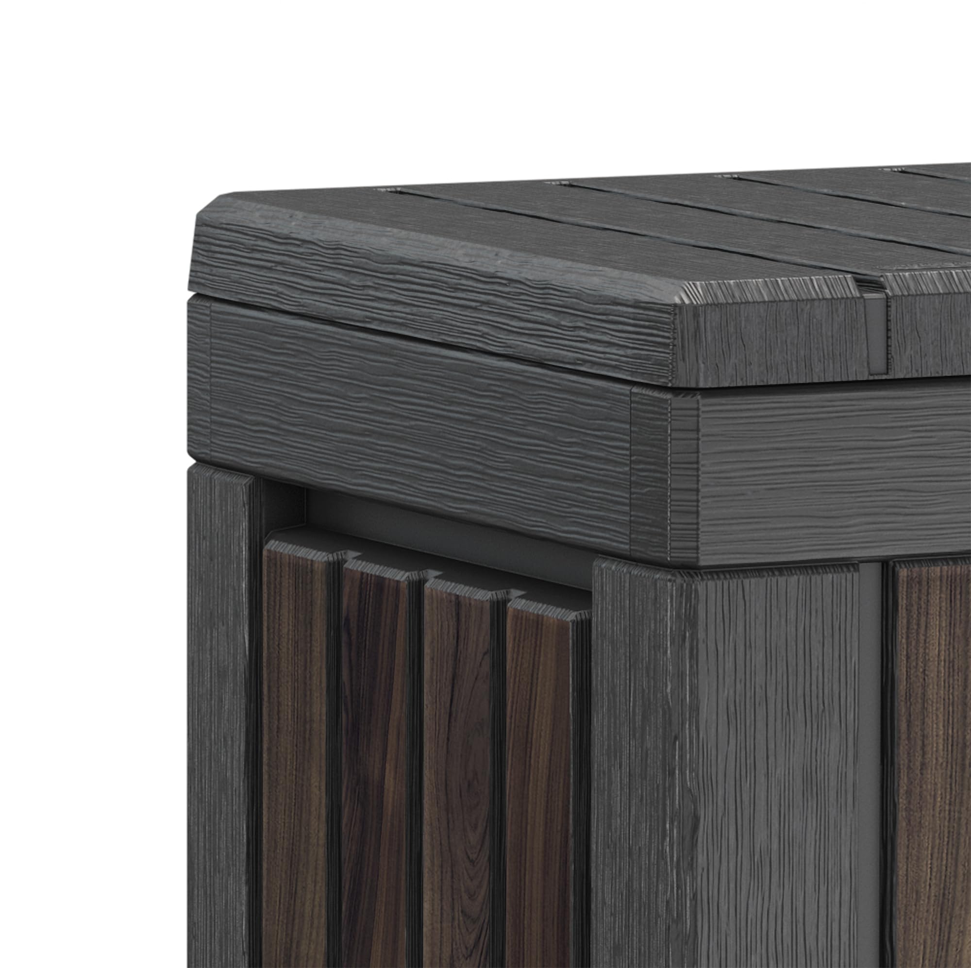Keter Gartentruhe KENTWOOD 190L Decocoat – Wetterfeste Gartenbox in Rosenholzoptik mit Sitzfunktion – UV-beständige Aufbewahrungsbox, abschließbar, für Innen- & Außenbereich