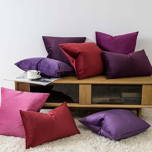 Miniatura 2 de JUSPURBET - Juego de 2fundas de cojín de terciopelo, burdeos de Navidad, 12 x 20pulgadas, para sala de estar, sofá, dormitorio, decorativas,