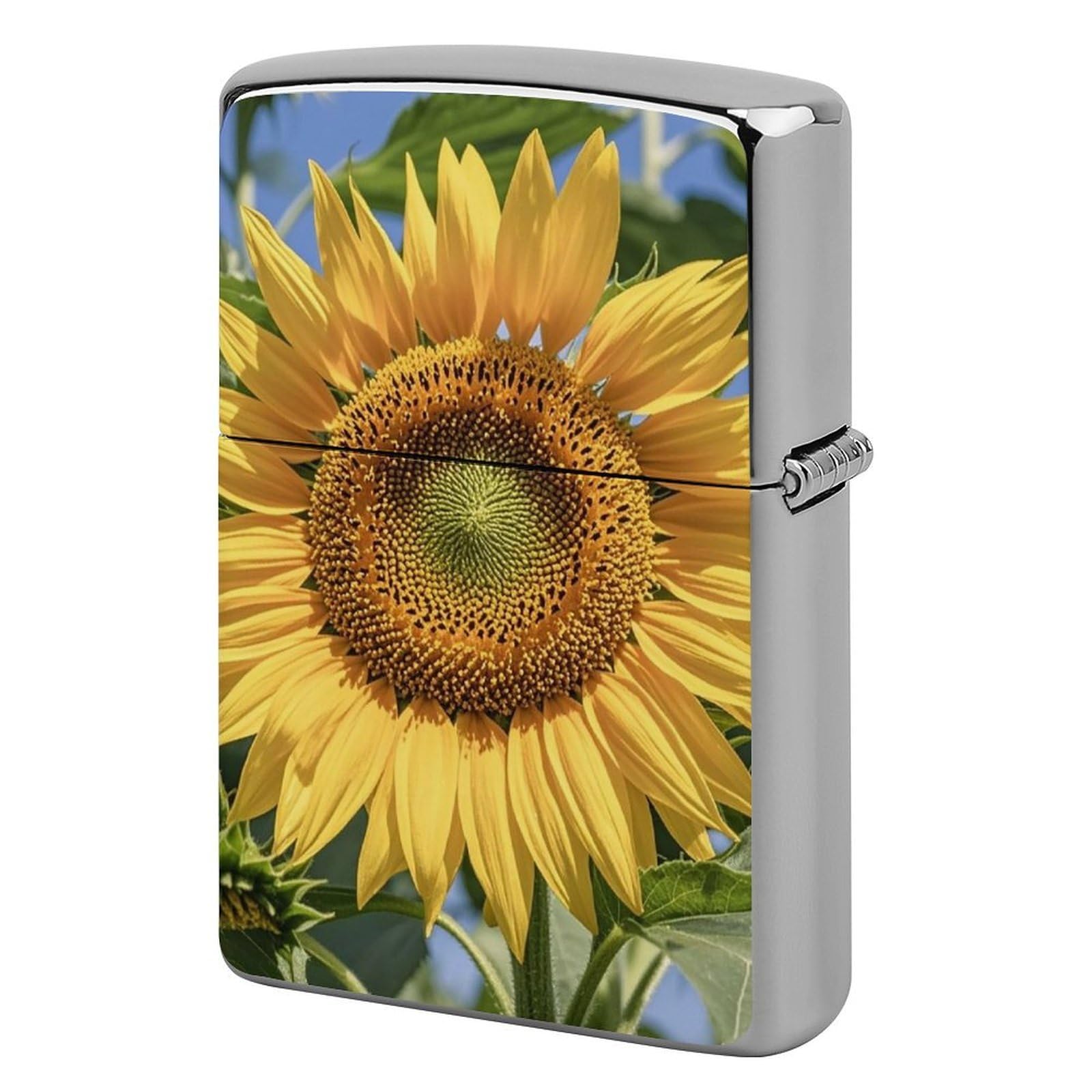 Sunflower Lighter Case Vintage Metal Lighter Cover Reusable Lighter Protective Sleeve Unique Design Personalized Lighter Sleeve Holder Against Dust and Scratches