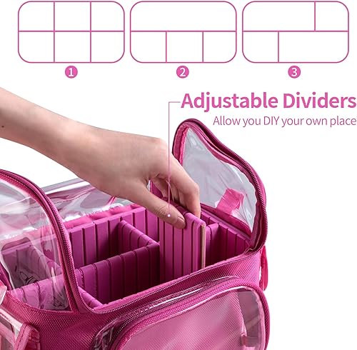 Vista 8 de BS-MALL Bolsa de maquillaje, soporte transparente de PVC transparente para brochas de maquillaje, estuche organizador de herramientas con correa