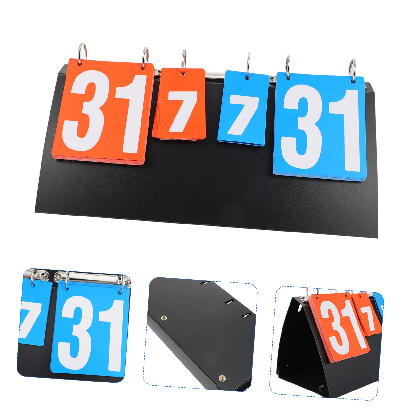 BESTonZON Tabellone Segnapunti da Tavolo a 4 Cifre Nero PVC Acciaio