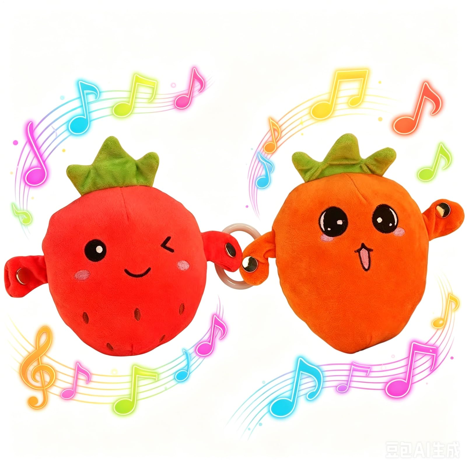 2pack - Interactive Music Plush Toy, 2026 Upgrader Interactive Toys with Rhythm Sounds, Touch-Sensitive Banana & Fruit Plush for Kids Learning Educational Plaything, Parent-Child Play Fun