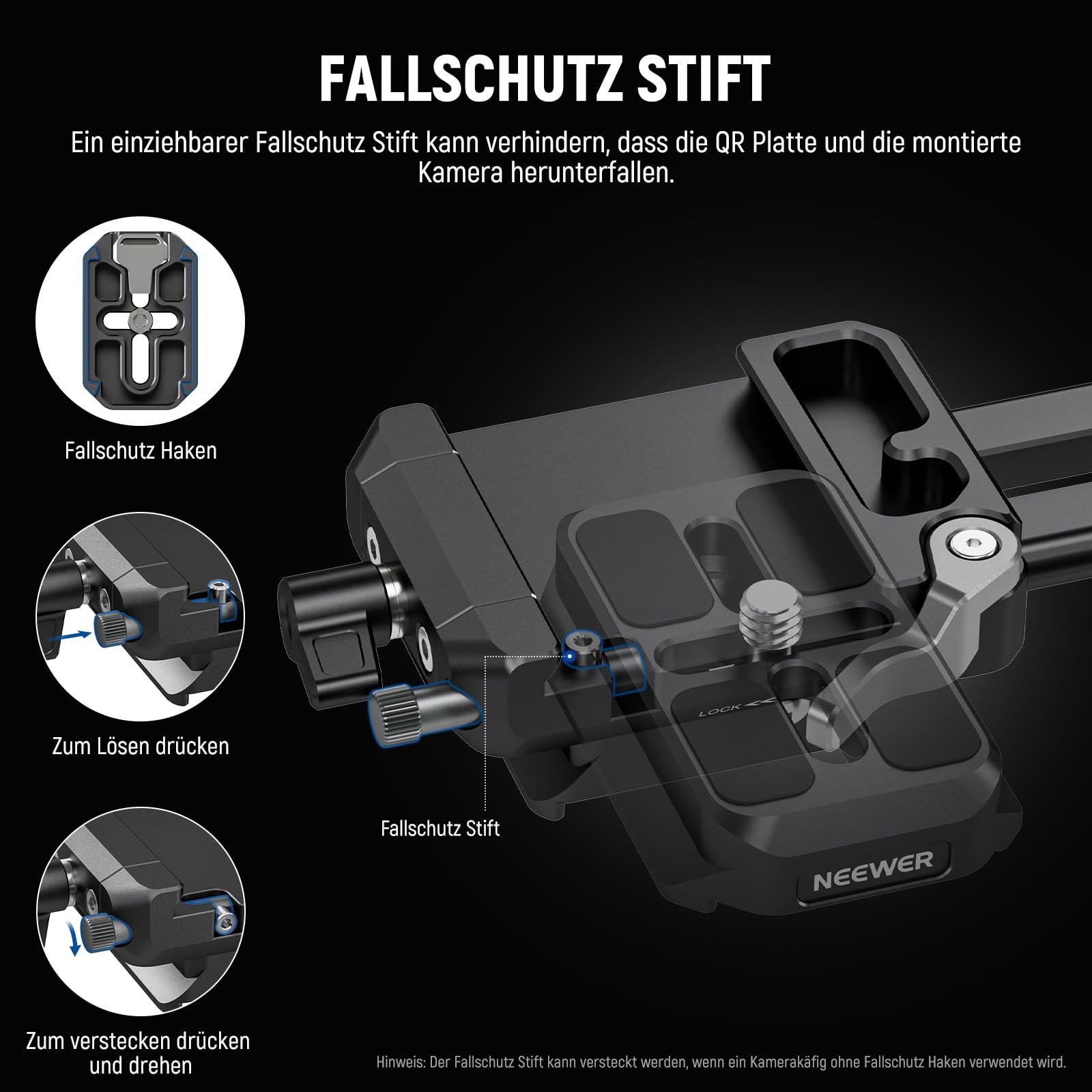 Neewer Faltbare V-Halterung Batterieplatte mit Arca-Typ-Kamera-Grundplatte für RS4 RS3 Gimbal & Stativ – Bild 4