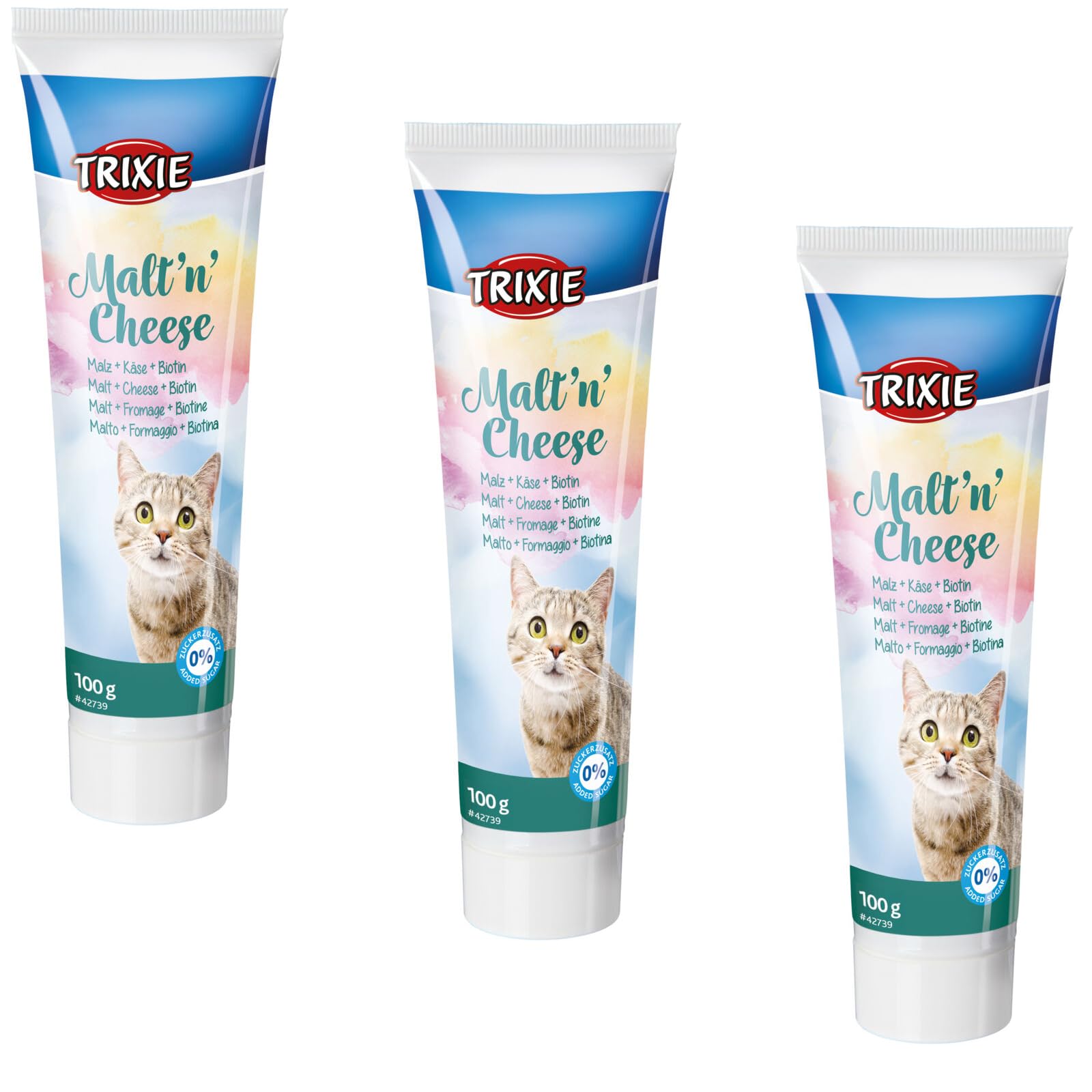 Malt'n'Cheese Anti-Hairball | 3er Pack | 3 x 100 g | Ergänzungsfuttermittel für Katzen | Zur Unterstützung der Verdauung und bei verschluckten Haaren | Ohne Zuckerzusatz