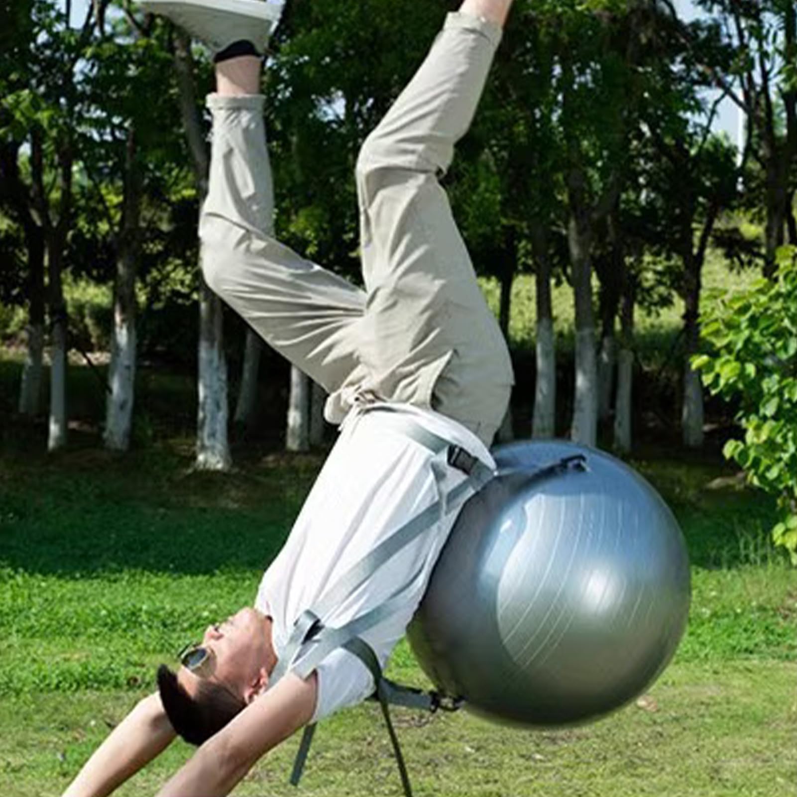 Pelota de fitness Salto Auxiliar - Pelota de Yoga Multifuncional Adicional Fitness - Pelota de Yoga Fitness - 250 kg de capacidad - Bola auxiliar multifuncional - Correas ajustables