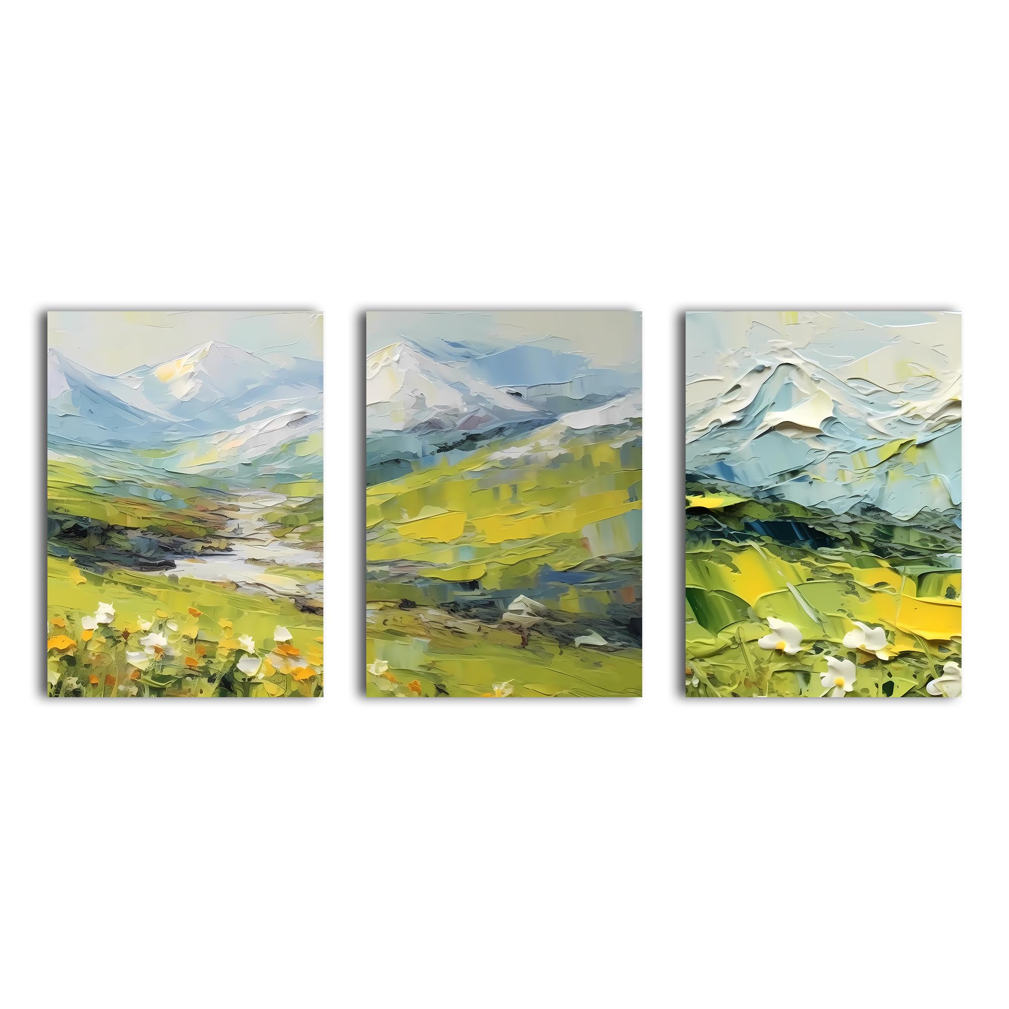 simpa 3 Panel Canvas Wall Art – The View of Mountain – Framed & Stretched Artwork for Home, Living Room, Office Décor