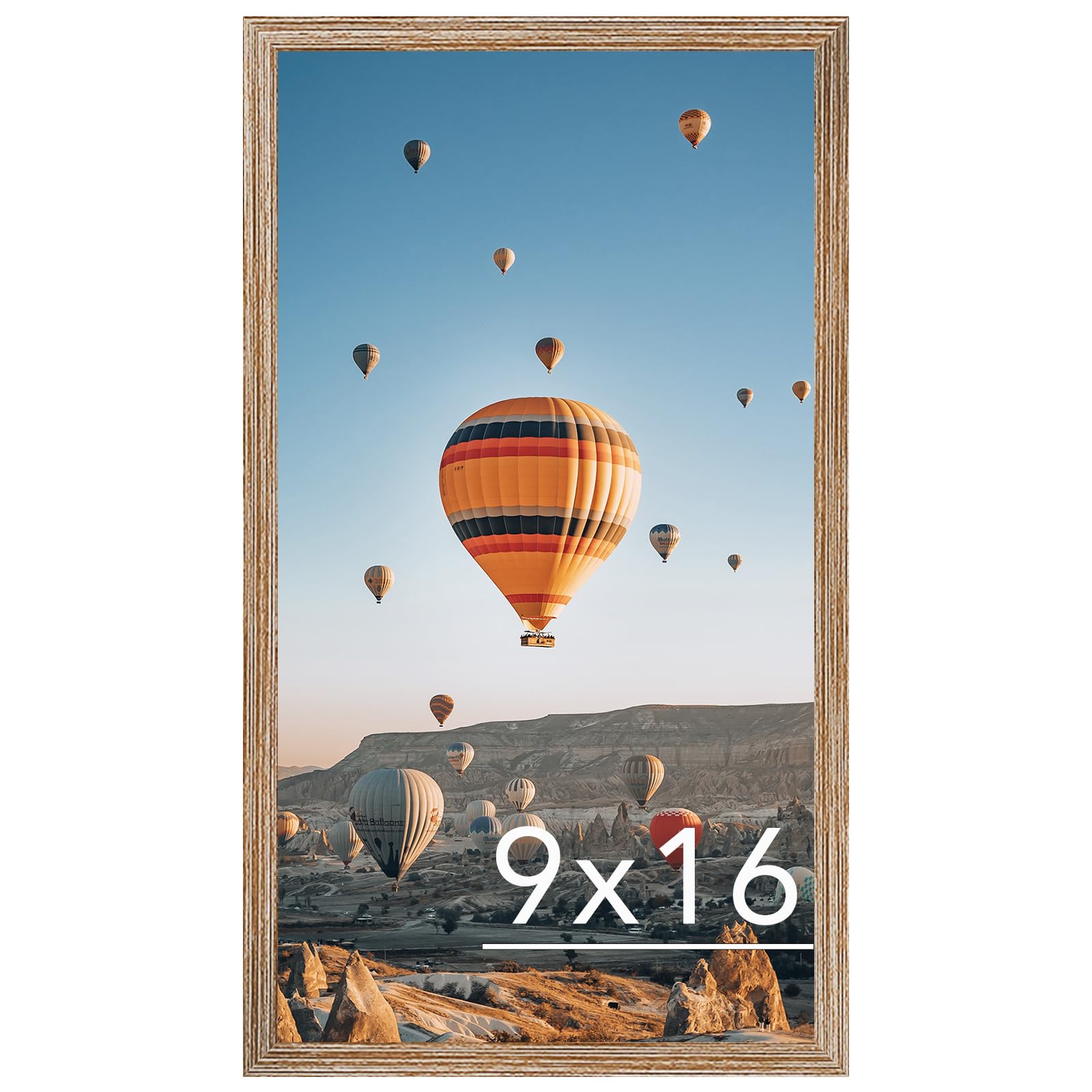 JCJMY 9x16 Picture Frame Rustic Brown for Wall Hanging, Wall Mounting Horizontally or Vertically, 9 x 16 Wall Gallery Poster Photo Frame with Shatter Resistant Plexiglass, Rustic Brown