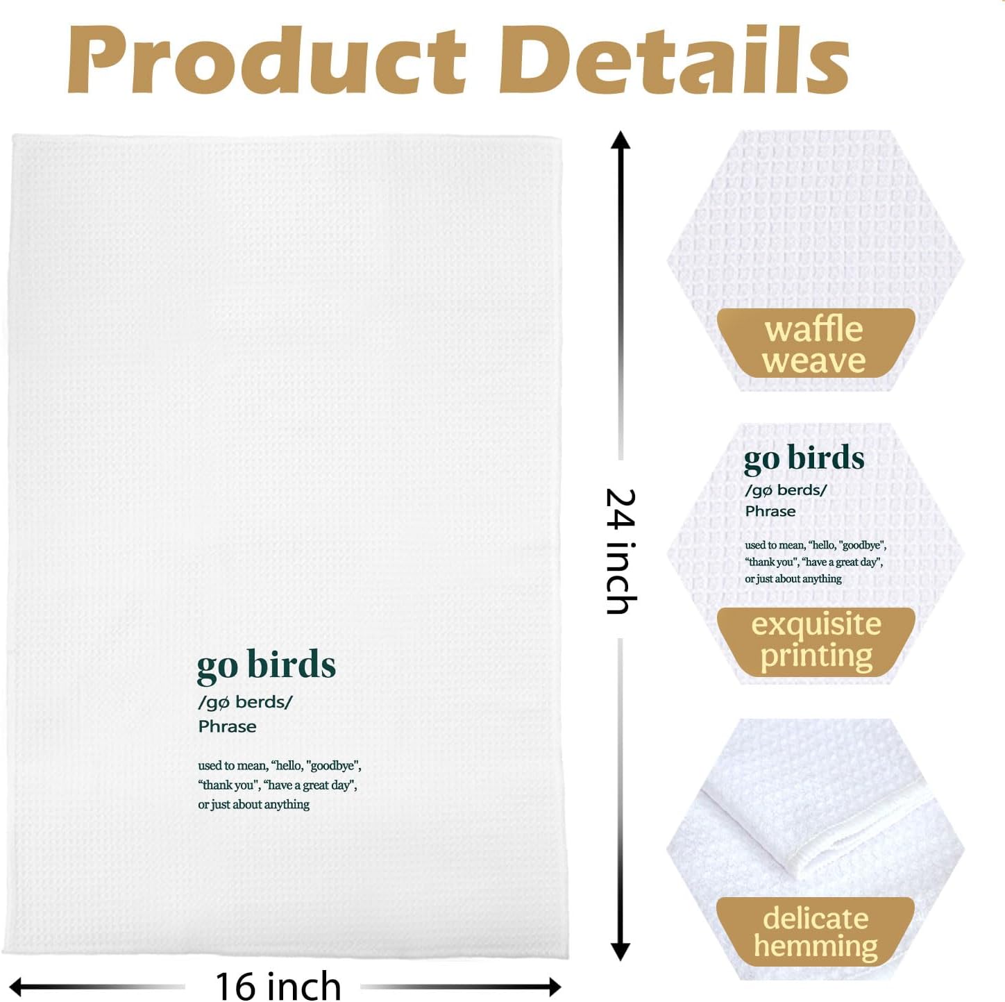 Go Birds Kitchen Towels - Football Fan Gifts Decorative Waffle Dish Towel, Gifts for Football Lovers Players Hand Tea Towels, 16x24 Inch - Image 5