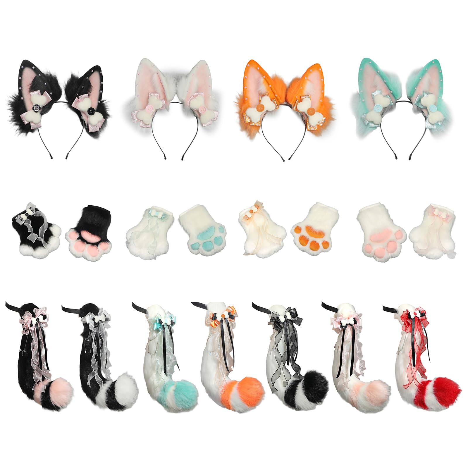 Zorros accesorios de disfraces zorros orejas diadema patas guantes cola cosplay disfraces de animales disfraces disfraces orejas diadema patas guantes cola disfraz animal accesorios
