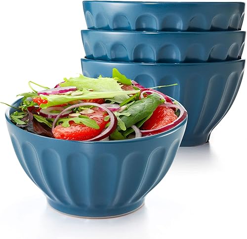 Maison Neuve - Juego de 4 cuencos de cerámica de 5.75 pulgadas  20 onzas para cocina, apilables, aptos para lavavajillas y microondas, cuencos para