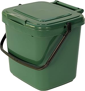 Green Kitchen Compost Caddy - for Food Waste Recycling (7 Litre) - 7L Plastic Composting Bin