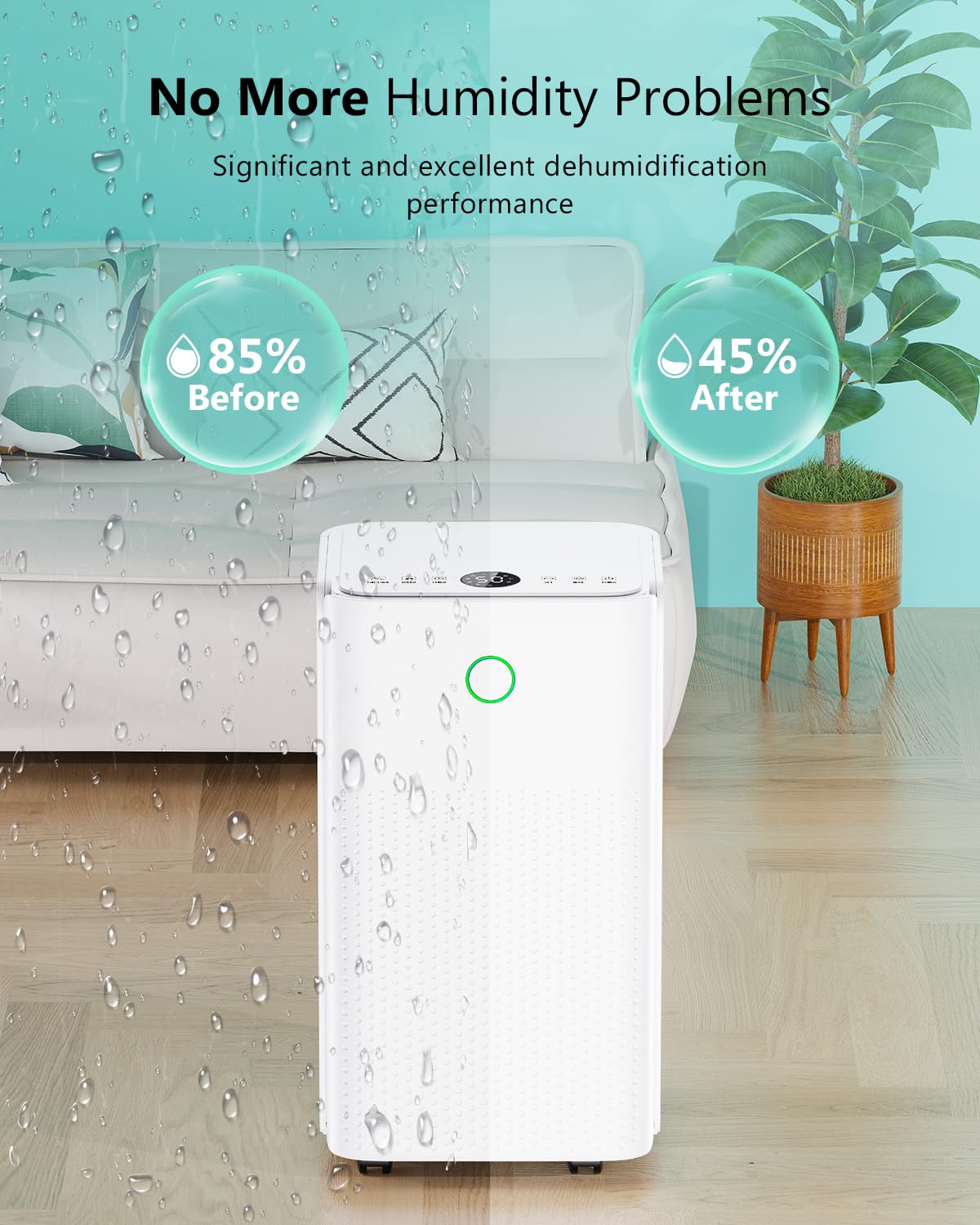 Deumidificatore, 12L/Giorno Deumidificatore Ambiente Casa Muffa, Deumidificatori Portatile Silenzioso, Controllo Umidità, Funzione Asciugatrice, Sbrinamento Automatico, Adatto 100 m³