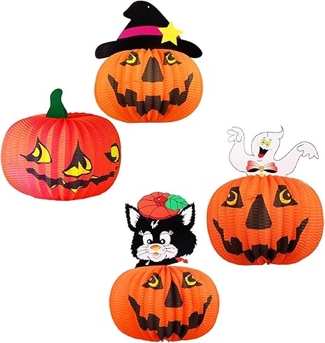 Amazon ハロウィン飾り 3d紙提灯 4個入り かぼちゃ提灯 飾り カボチャランタン 和紙提灯 折り畳み式 バー 舞台 お祭り ハロウィンパーティー 店舗飾り ハロウィーン飾り おもちゃ