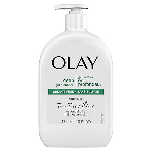 Olay Limpiador de gel profundo con aceite esencial de árbol de té, 16 onzas