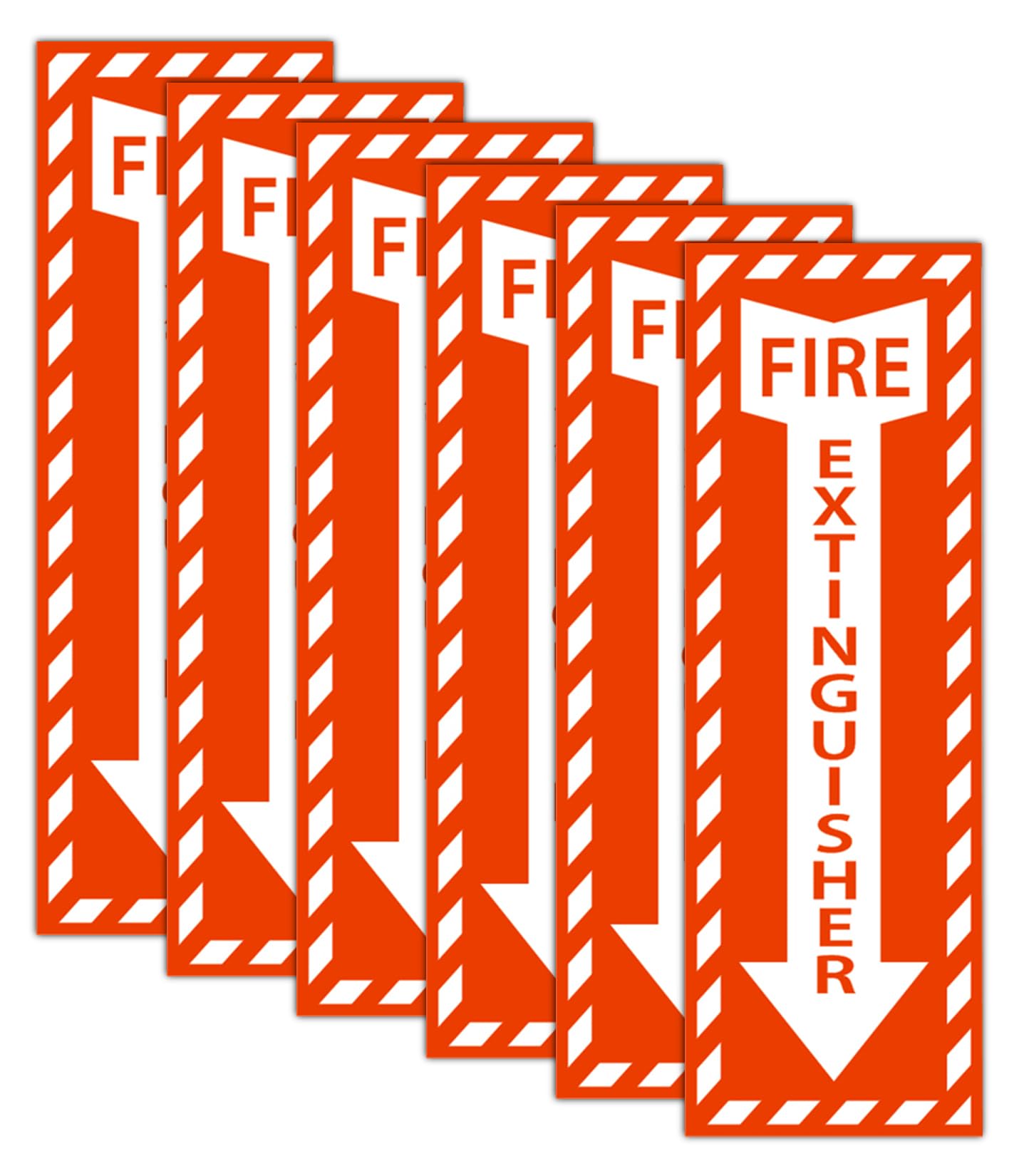 Fire Extinguisher Sticker, 6 Pack 4x12 Inches, 6 Mil Vinyl Self-Adhesive Safety Sign, Fire Extinguisher Signs UV Protected & Weatherproof, Durable Decal for Home, Office, Boat