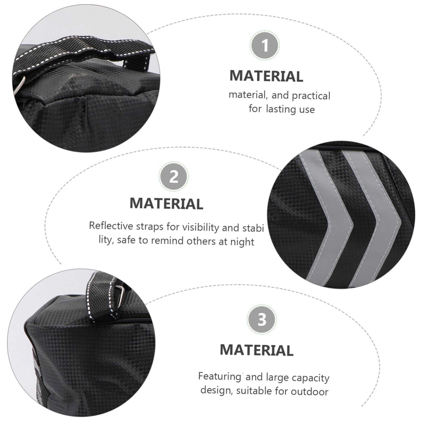 Borsa Cerniera e Bicicletta Posteriore in Doppia Pu per 9l Strisce Riflettenti, per Viaggi e Uso Quotidiano