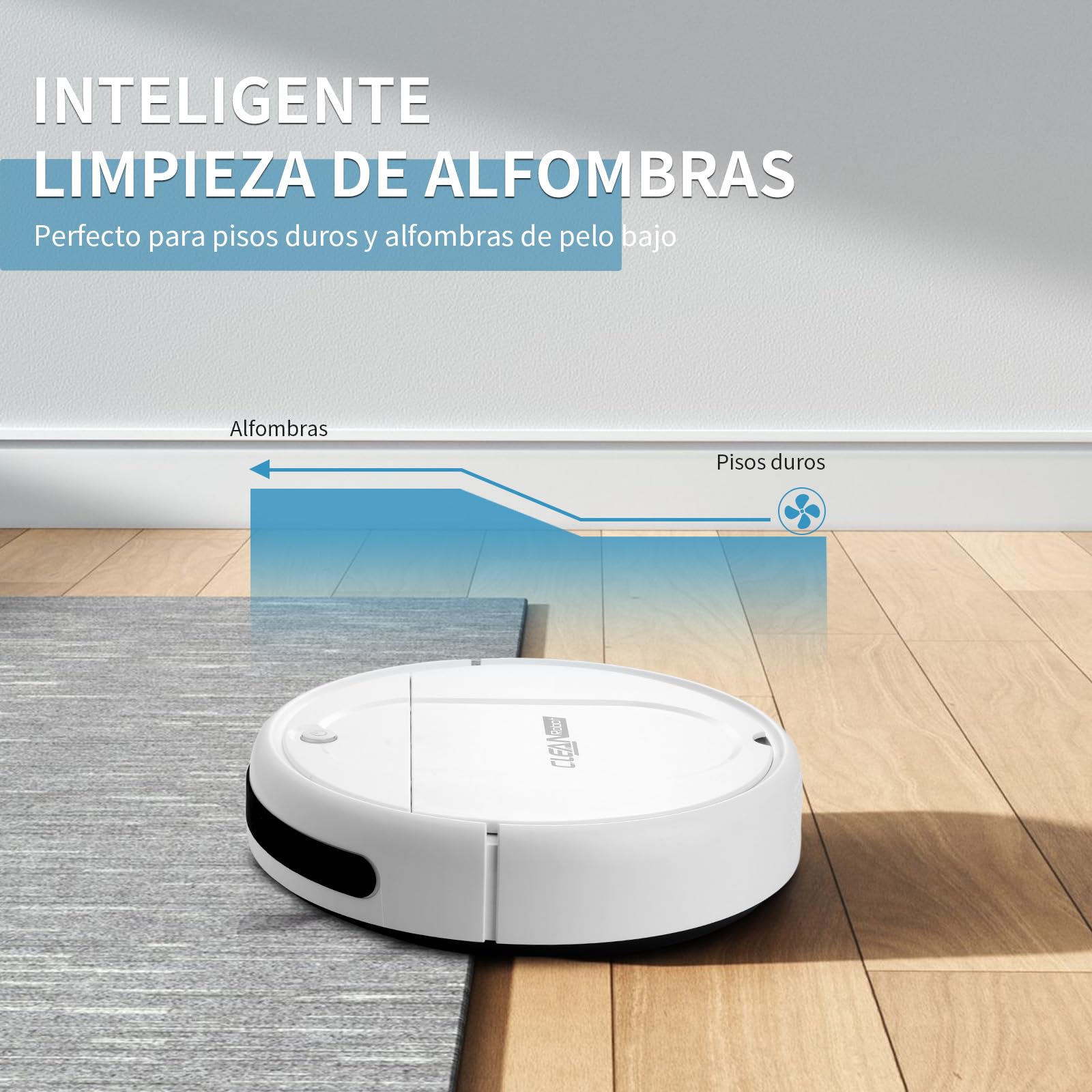 Robot Aspirador Universal e Inteligente, Recargable para una Limpieza Completa en Suelos Duros y Alfombras Ultradelgadas con Pelo de Mascota.