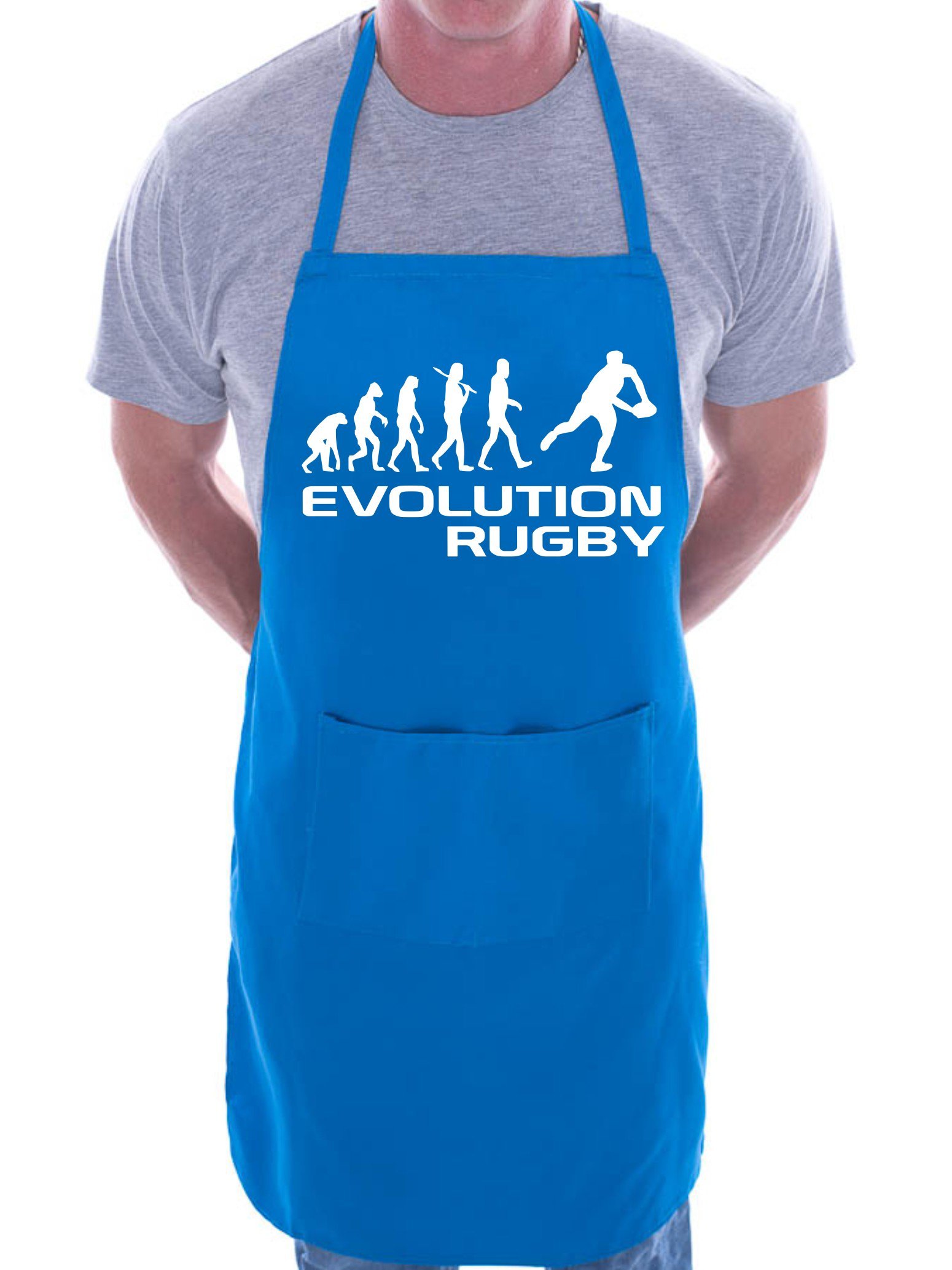 Print4u Men's Blue Evolution Of Rugby Sport Bbq Cooking Funny Novelty Apron