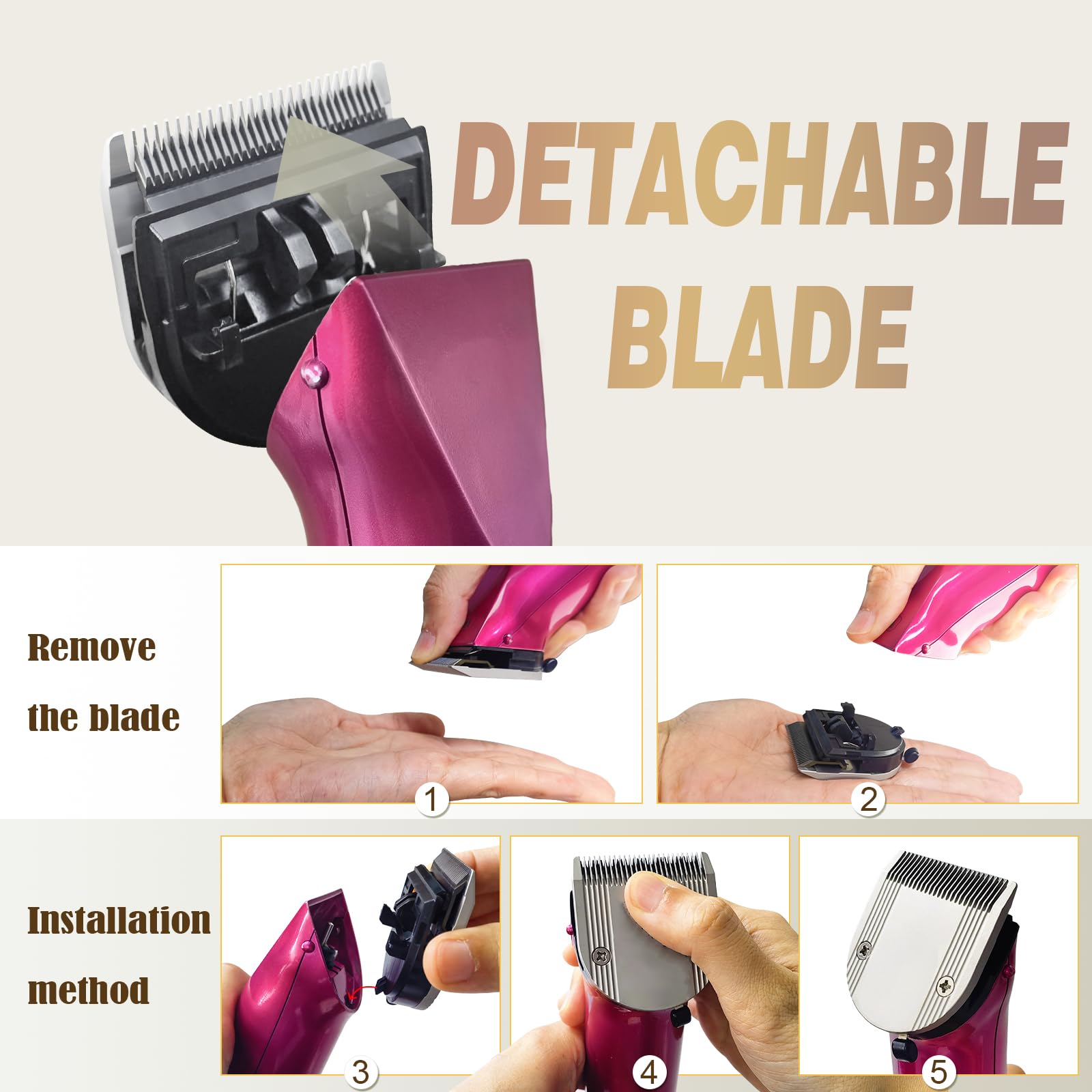 Lama sottile regolabile 5 in 1 animale, lunghezza di taglio 0,7-3 mm, compatibile con Wahl Arco, Bravura, Chromado, Creativa, Figura e Motion(1 articolo)