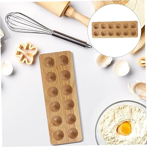 Miniatura 7 de 1 bandeja de madera práctica soporte de almacenamiento para refrigerador diseño de ahorro de espacio, ideal para organizar huevos adicionales, base