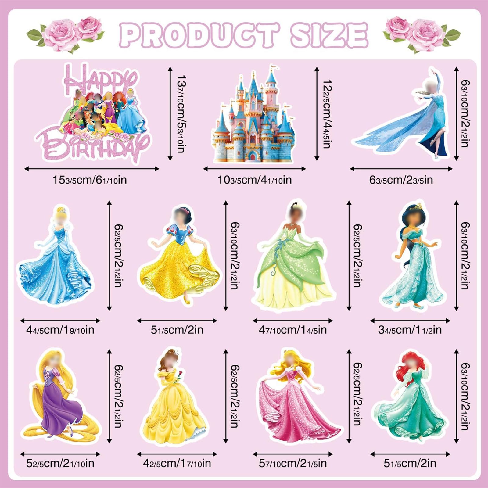 12 Décorations Gâteau Princesse Ropniik - Pour Anniversaire Enfant Thème Princesse