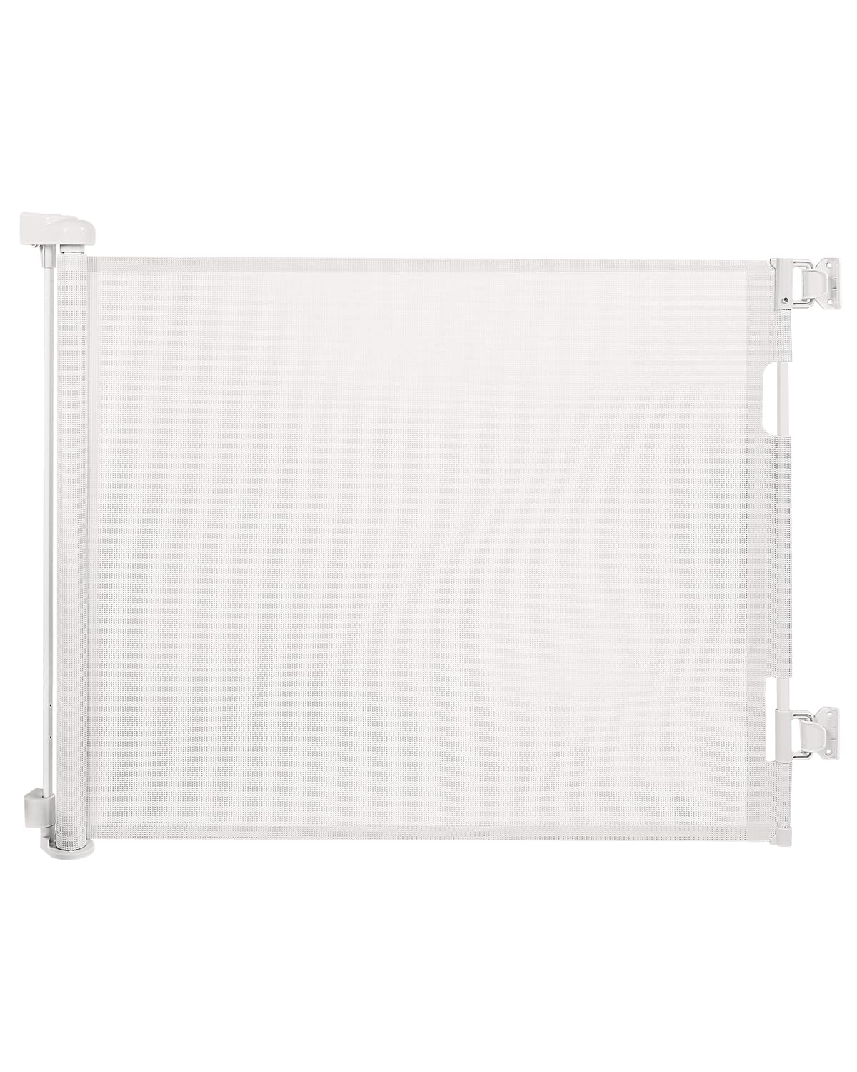 Retractable Baby Gate for Stairs – 33” Height, Expands up to 55” Width – Safety Gate for Infants, Toddlers, Dogs & Pets – Easy Install, Secure Closure, White Mesh Design for Indoor & Outdoor Use