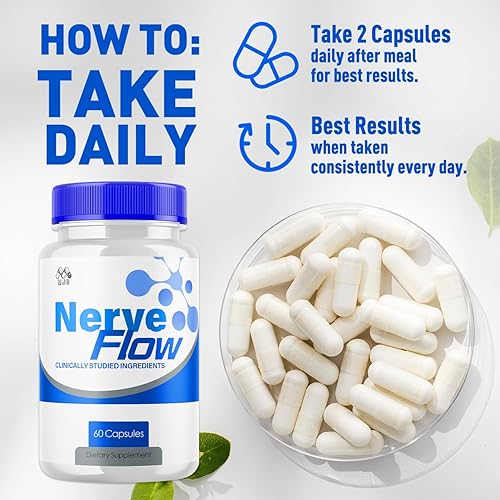 Vista 3 de Paquete de 2 cápsulas de flujo nervioso, píldoras oficiales de apoyo nervioso NerveFlow con todos los ingredientes naturales, suplemento de apoyo