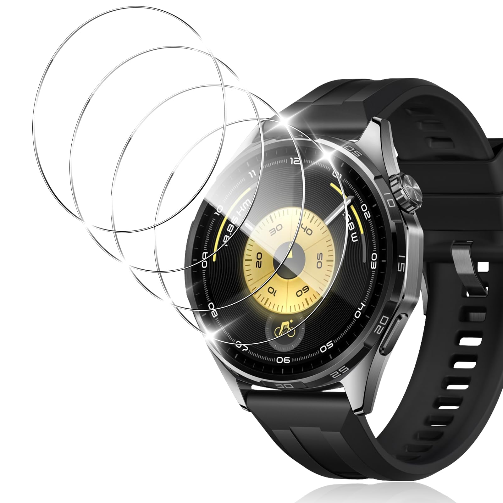 4 sztuki szkła hartowanego do Huawei Watch GT6 46 mm, folia ochronna o twardości 9H, odporna na zarysowania hartowana osłona ekranu do Huawei GT 6 46 mm, bez pęcherzyków, przezroczysta ochrona