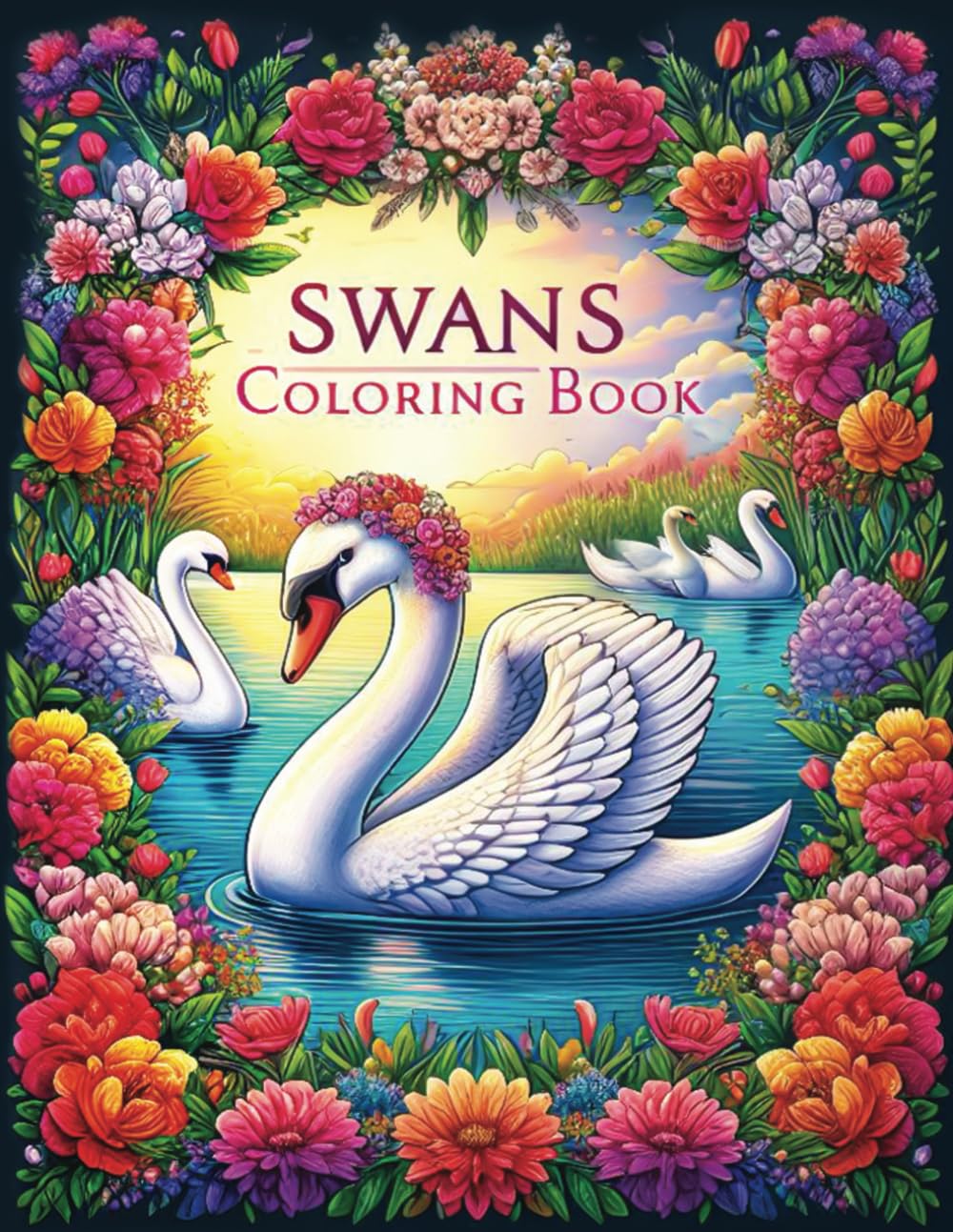 Swans Coloring Book for Adults: Exclusive 45 unique Beautiful Swan illustrations, Easy, Fun, Beautiful Coloring Book