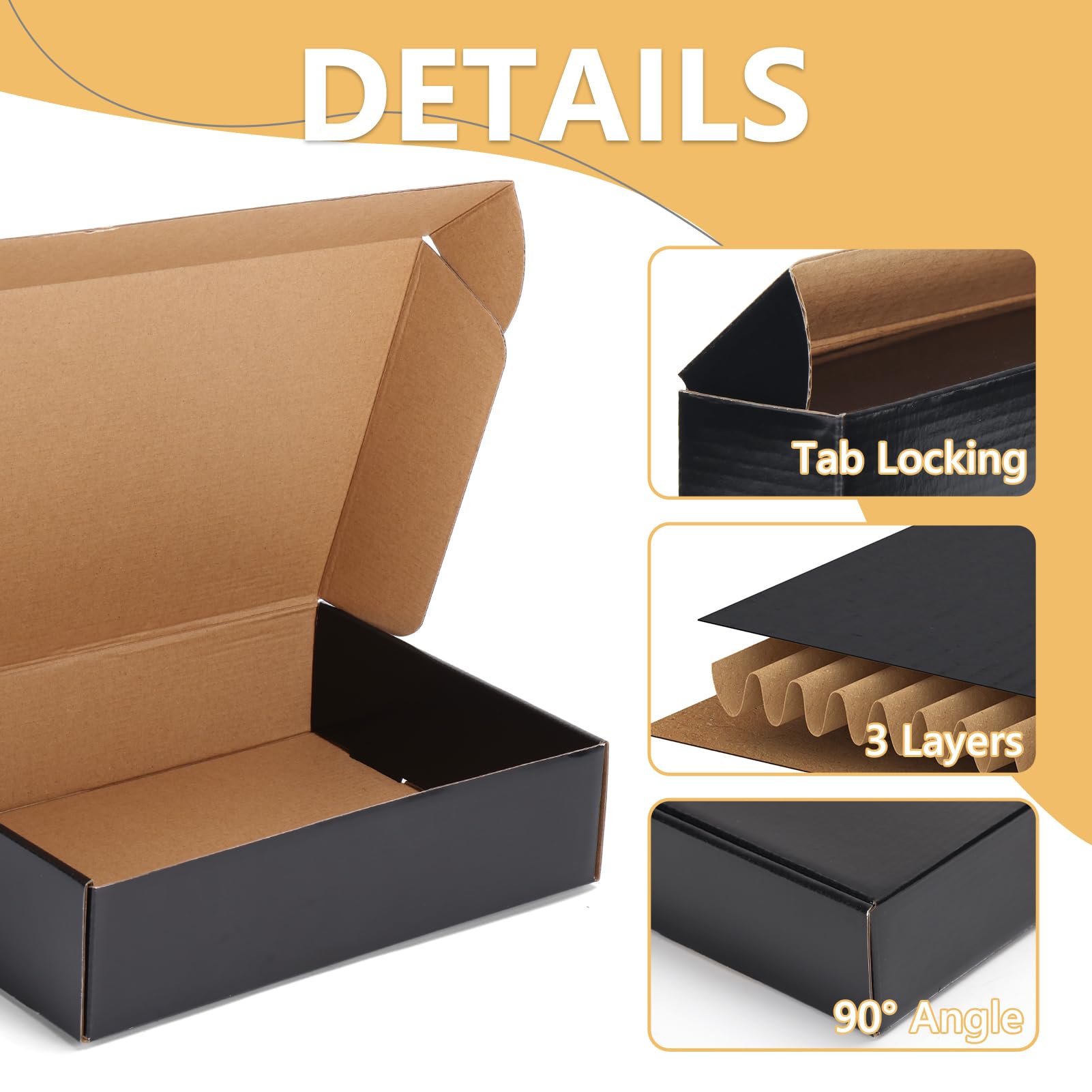 EXYGLO Lot de 40 boîtes d'expédition en carton ondulé noir de 22,9 x 15,2 x 5,1 cm pour l'emballage des petites entreprises, les déménagements, l'expédition, le courrier et le stockage