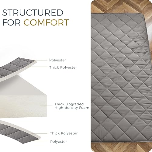Miniatura 7 de MAXYOYO Colchón de futón extra grueso de 6 pulgadas, tamaño individual, patrón de diamante, tatami japonés, tapete enrollable para adultos,