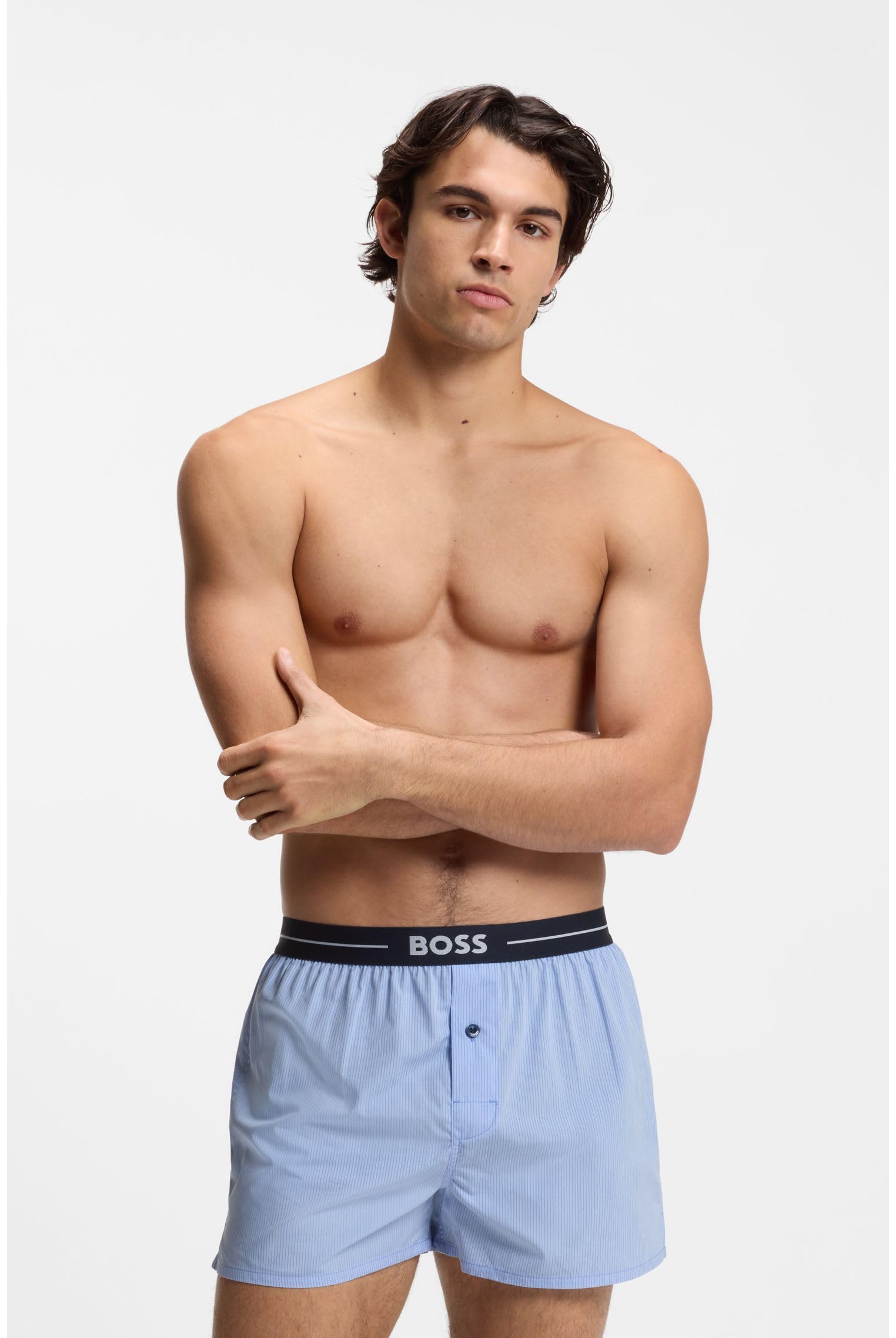 BOSS Męskie spodnie piżamowe 2P Boxer Shorts EW, New - Open Blue471, M