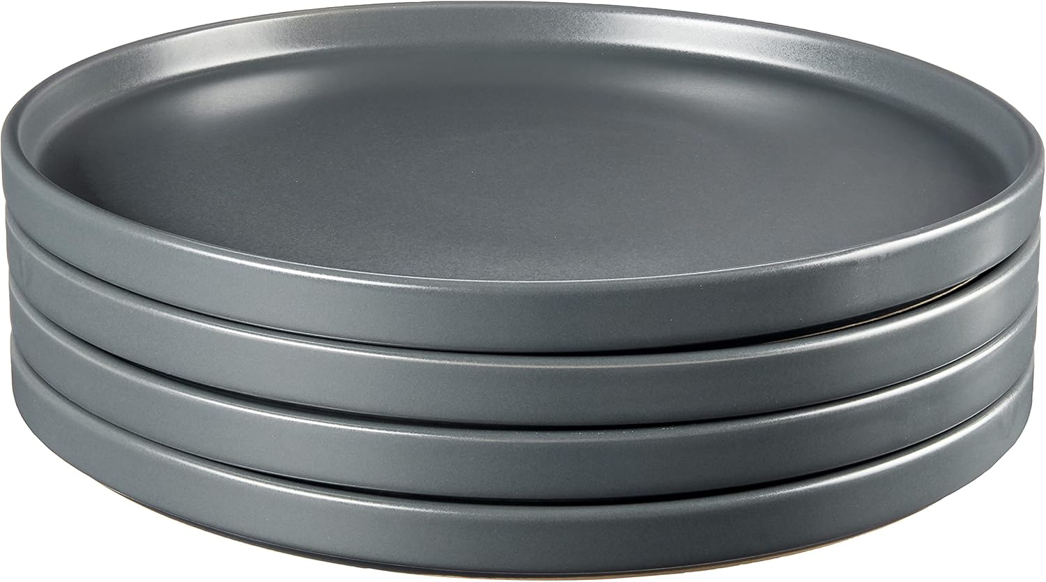 Stone Lain Coupe - Celina Stoneware Round Dinner Plates Set, 4-Piece, Grey Matte