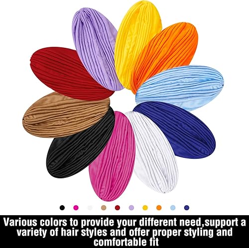 Miniatura 4 de Geyoga 10 piezas de gorra turbante elástica, envoltorio para la cabeza para quimioterapia, gorros para el cáncer, gorro bennie retorcido, turbante