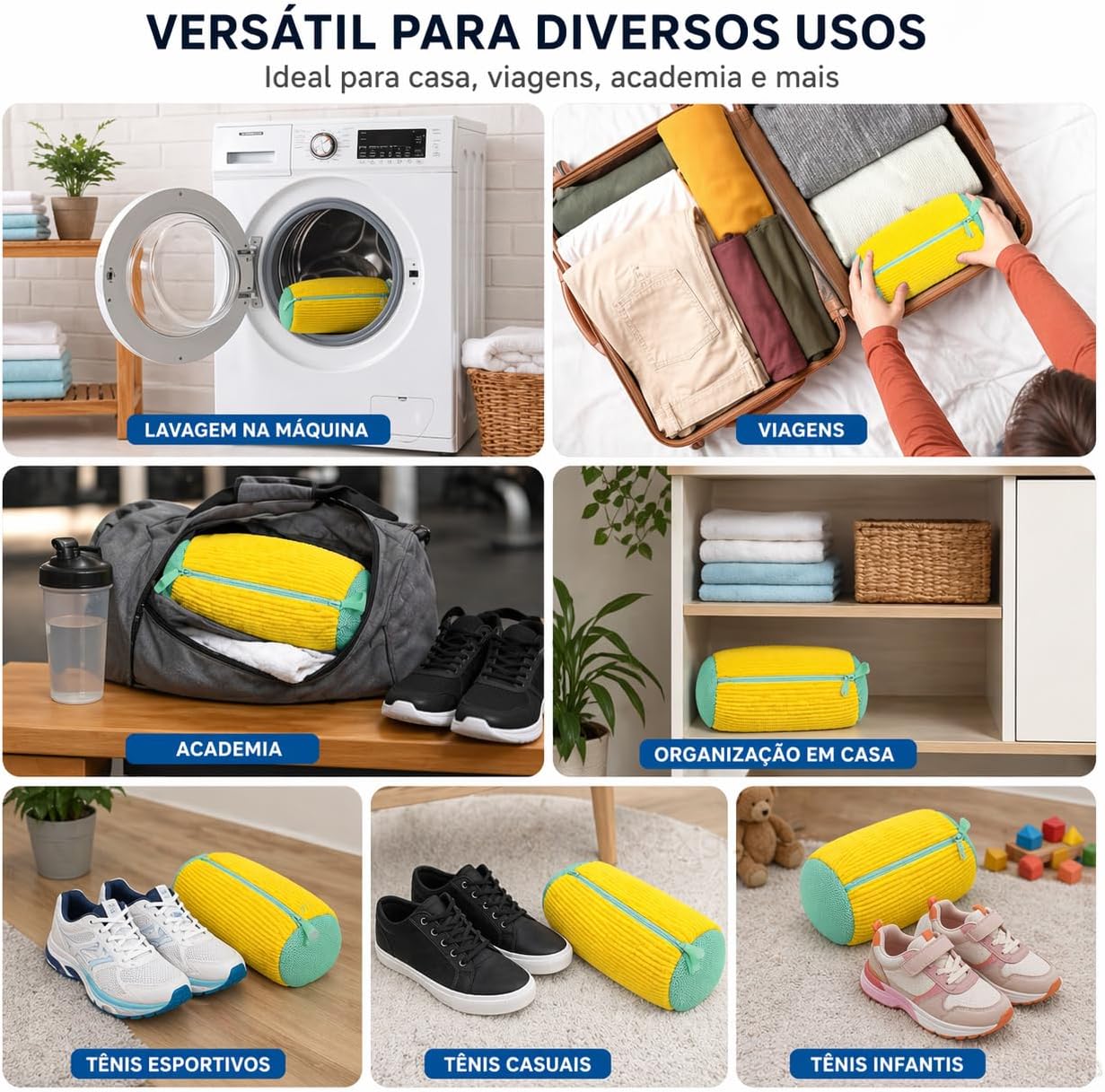 Saco para Lavar Tênis na Máquina de Lavar com Zíper, Protetor Reutilizável para Lavagem de Calçados, Bolsa Protetora para Sapatos e Tênis com Estrutura Respirável Saco para Lavar Tênis na Máquina de Lavar com Zíper, Protetor Reutilizável para Lavagem de Calçados, Bolsa Protetora para Sapatos e Tênis com Estrutura Respirável