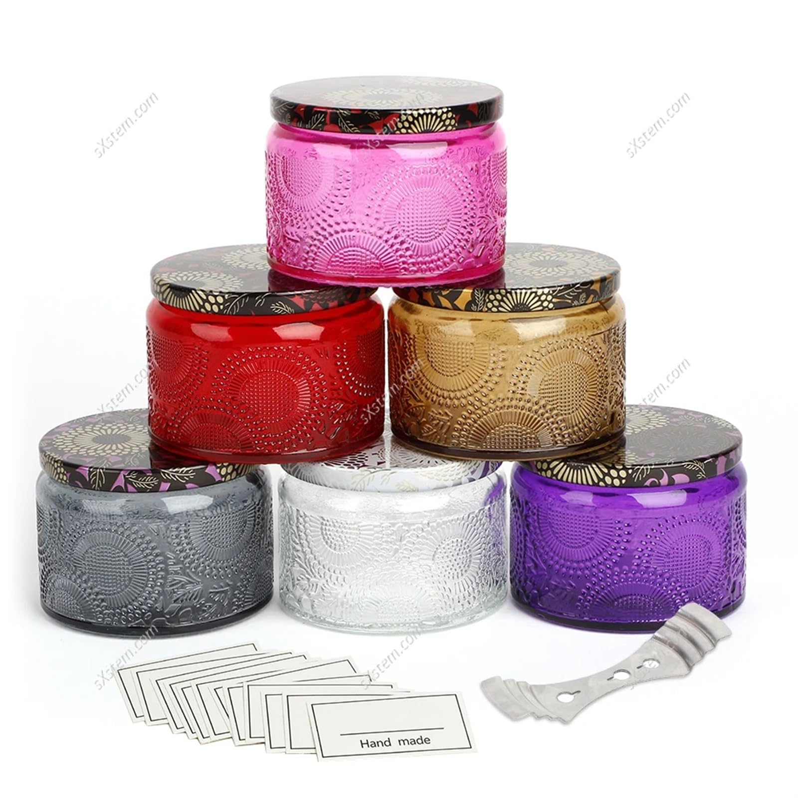 HNULGVI barattoli per candele 6 pezzi di aromaterapia candela che fa bottiglia barattolo con coperchio in vetro vuoto cera candelabro tazza marrone profumata lattine vintage(Multicolor)