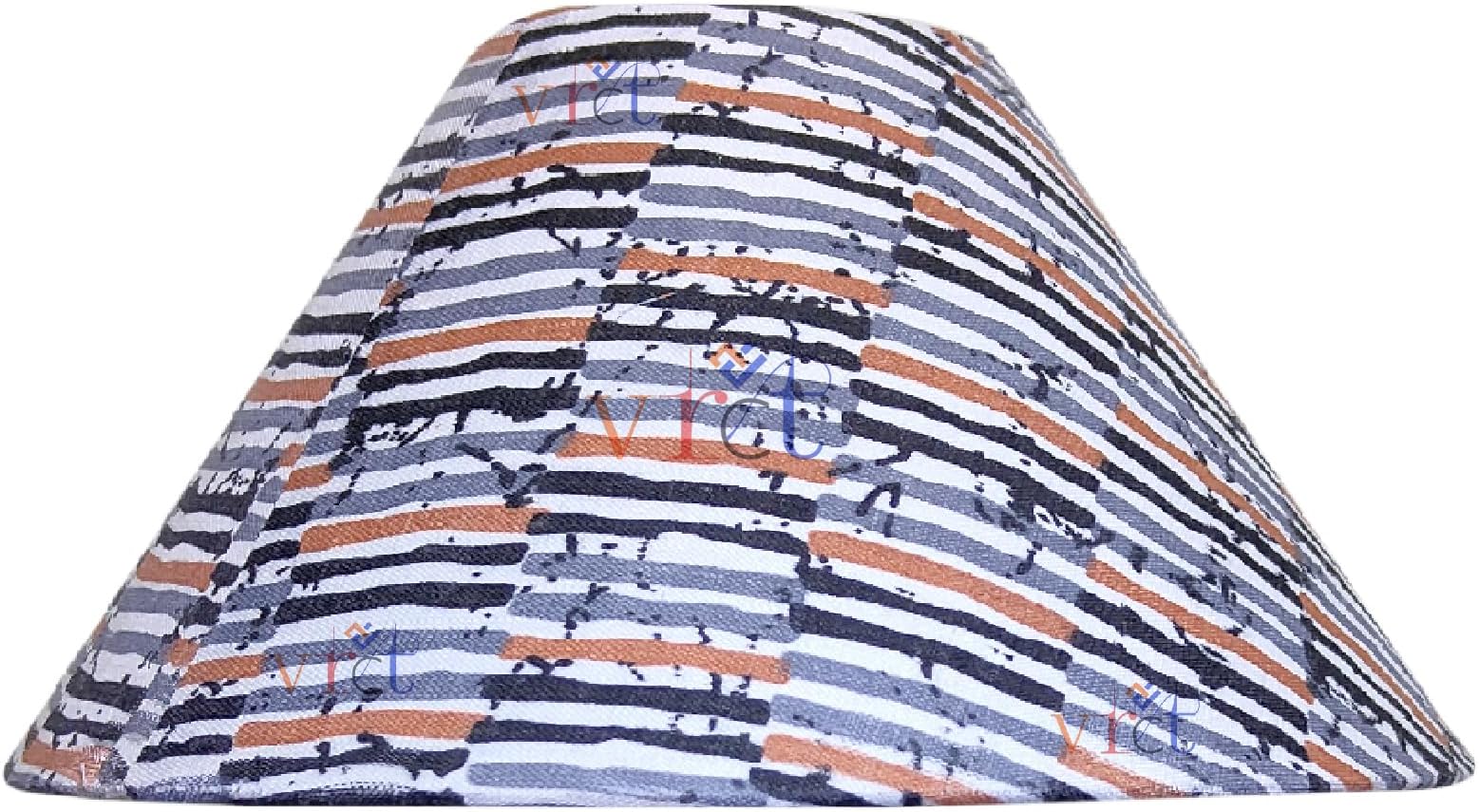 Improvhome 10" Round Plain White Orange Line Lamp Shade for Table