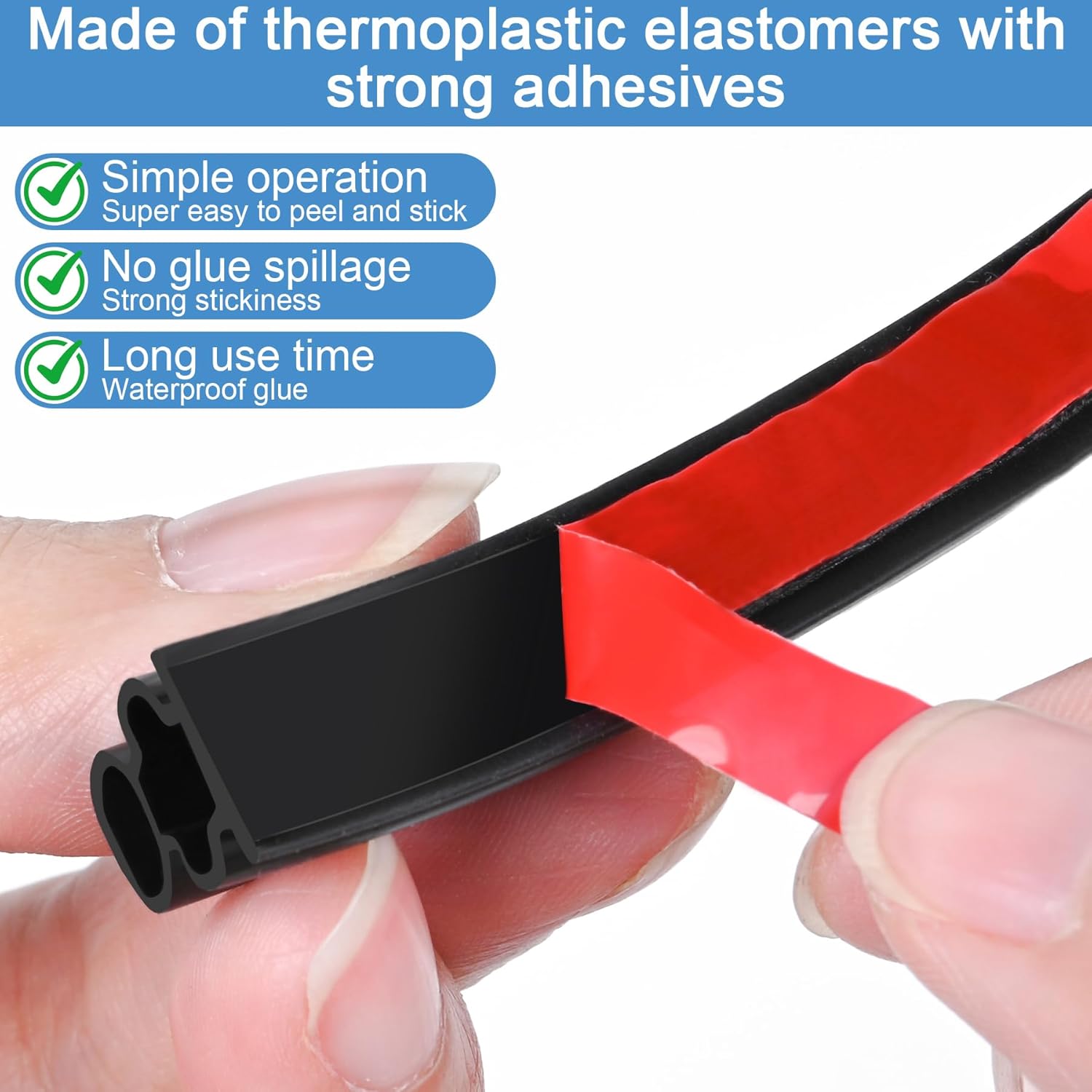 40 Feet Rubber Weather Stripping Door Seal, Extra Thick D-Shape Self Adhesive Door Seal Large Gap Door Weather Strip for Window Door Frame Insulation Soundproofing Blocks Cold Drafts Noise - Black