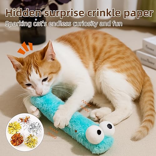 Miniatura 4 de Almohadas de juguetes para gatos, paquete de 3, hierba gatera en el interior, palos suaves y duraderos con sonido arrugado, juguete interactivo para