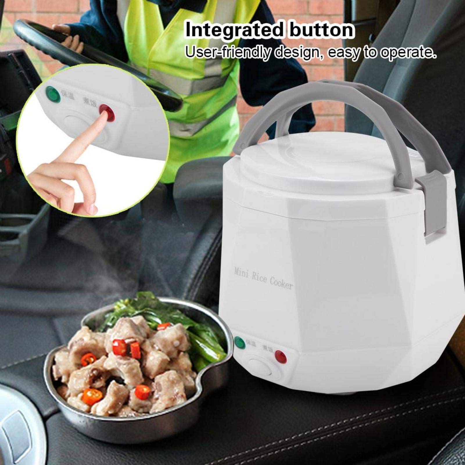 1.3L Fornelli per Riso per Camion Scatola Pranzo Riscaldata Scatola Da Pranzo Elettrica 24V Per Autisti Riscaldare Piatti (White)