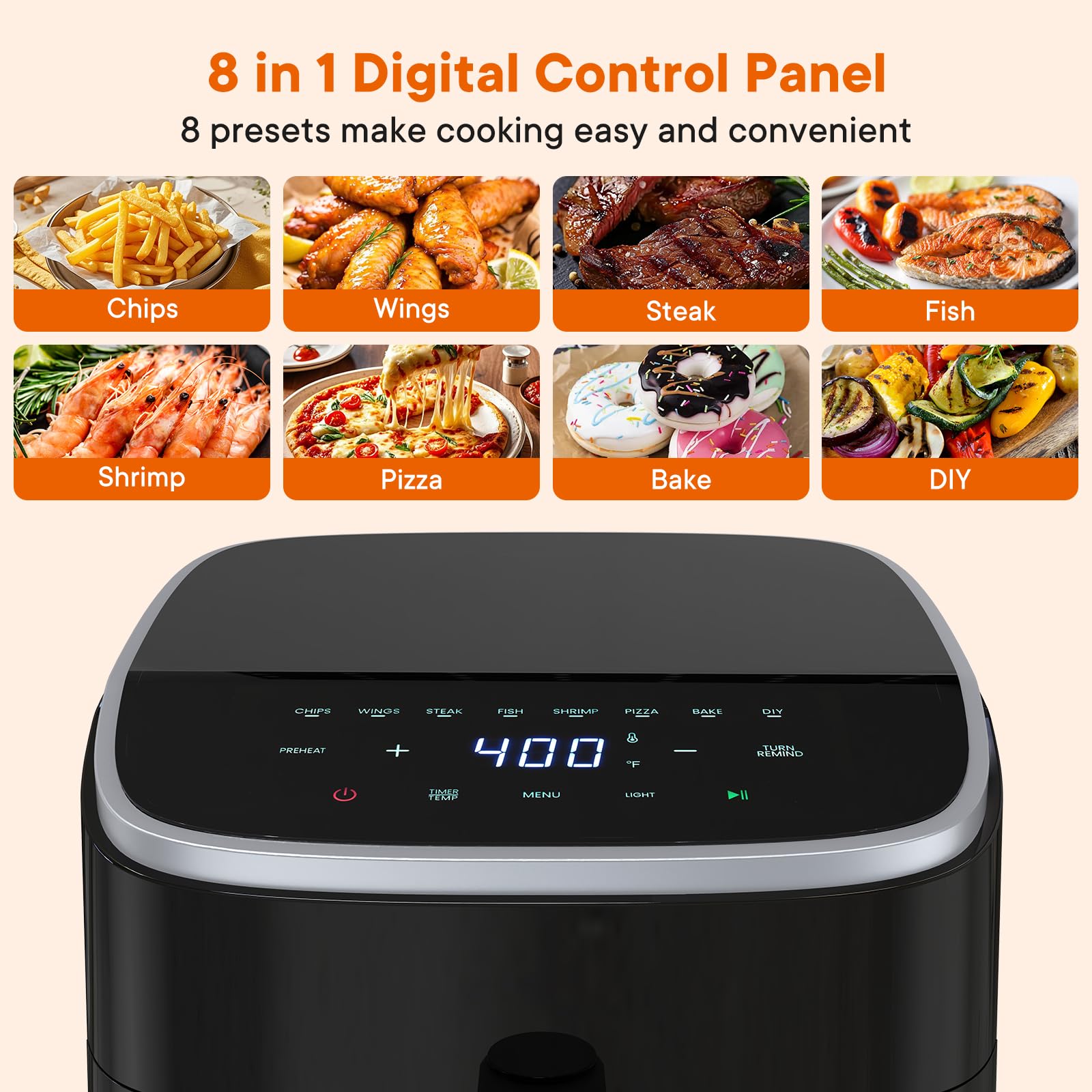 OLIXIS 3QT Air Fryer, Small Air Fryer with Digital PP Touch Panel, 400℉ Max Temp, Overheat Protection and Auto Shut-off, Nonstick and Dishwasher Safe Basket for Roast, Bake, Broil, Reheat, Black view 5